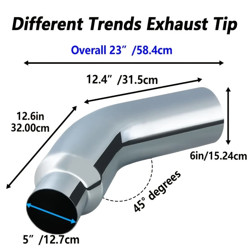 TEMU Chrome-plated Exhaust Tip With A Side Exit And A Downward Turn For Engines
