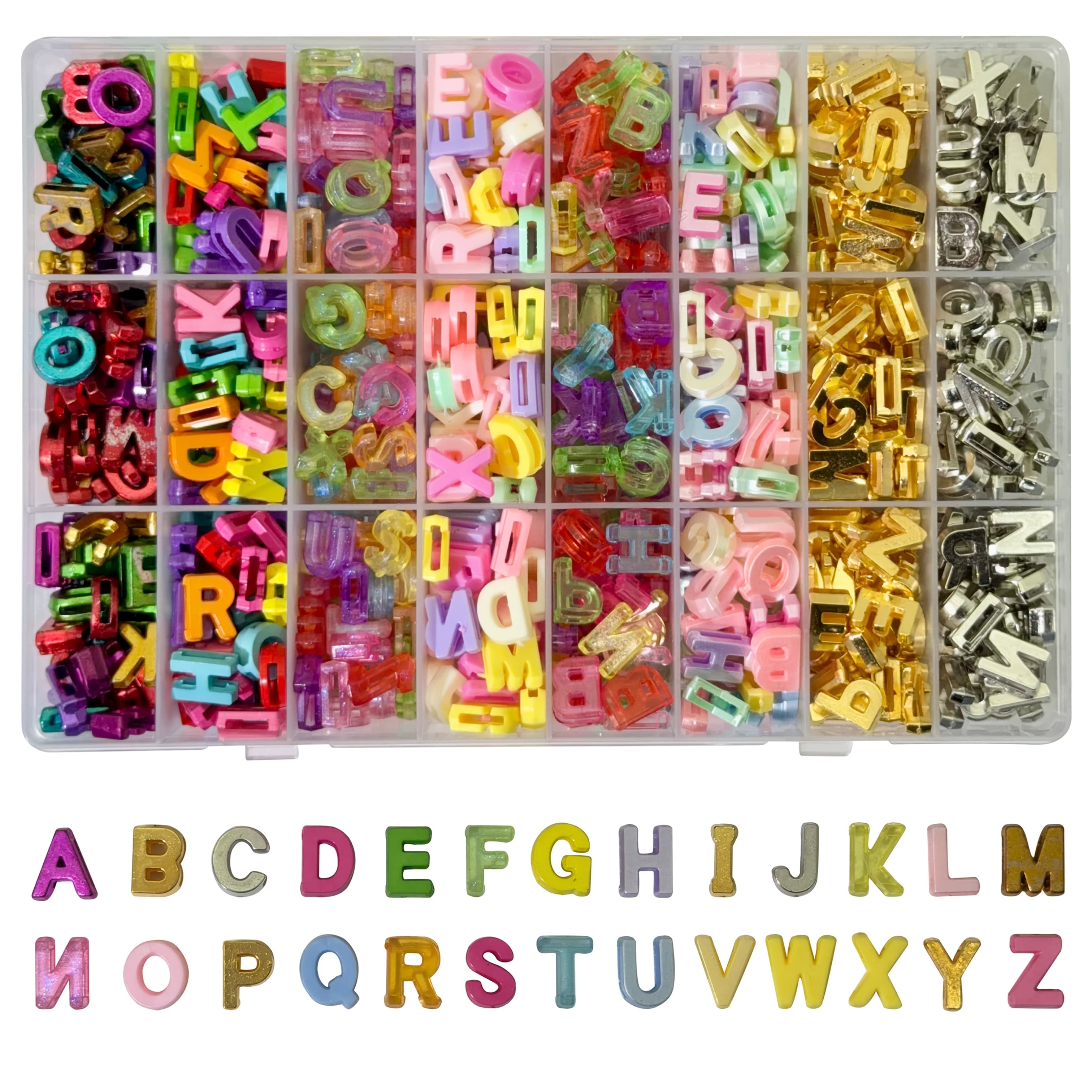 TEMU 1000pcs 24- Designs 12mm 3d Large Letter Random Color Letter Beads Spacer Beads, Jewelry Making Kit - With Large Storage Box - For Diy Pendant Bracelet Necklace Accessories - Valentine's Day Gift