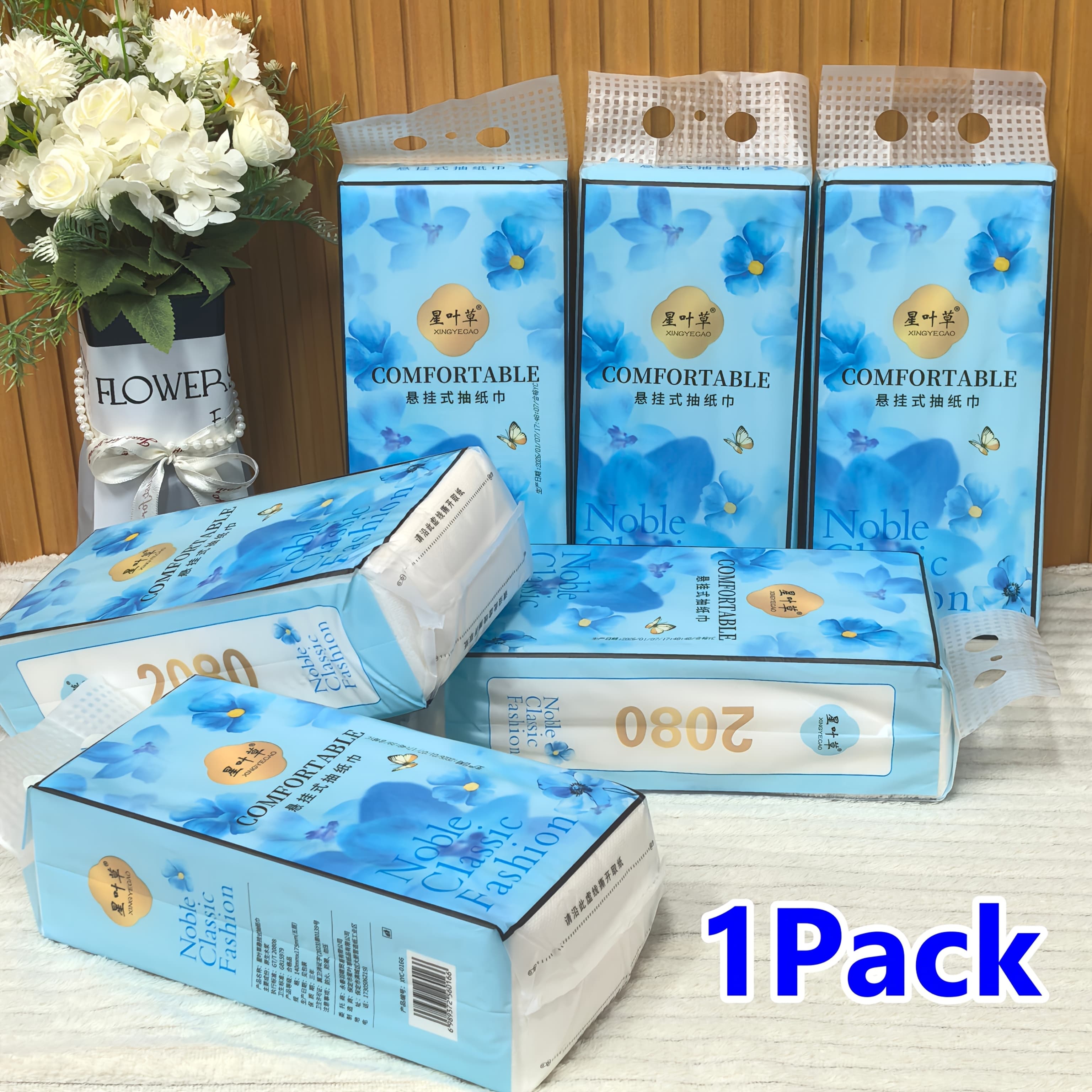 TEMU 2080 Sheet Wood Paper Towels -1 Pack, Dye Free, Soft And Sturdy, Suitable For Kitchen And Bathroom Use, Dry And Wet - High-quality Hanging Paper Towels(random Pattern)