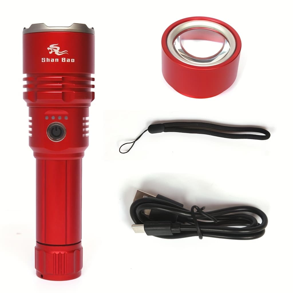 TEMU Bao Hunting Powerful Zoom Red Flashlight Focusing Ignites