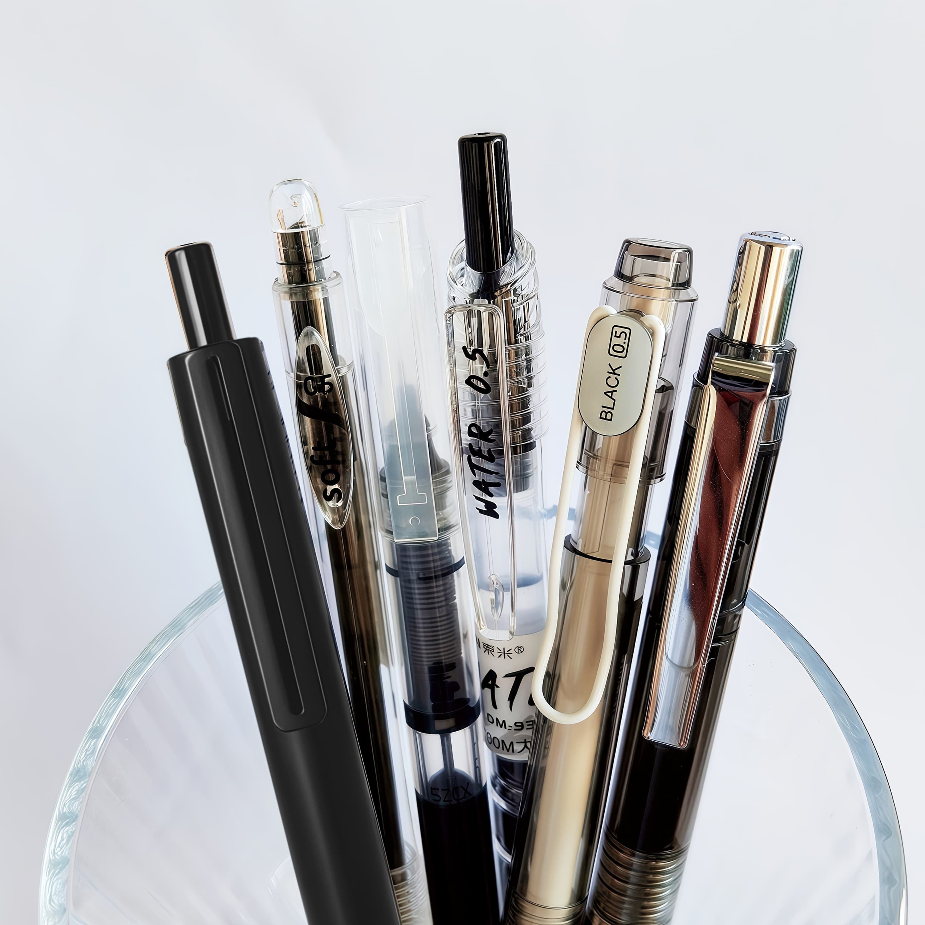 TEMU 6 Black Pens, 0.5mm Fine Tip, Including Gel Pens And Rollerball Pens, Suitable For Office Use, Exams, And Signature Drawing