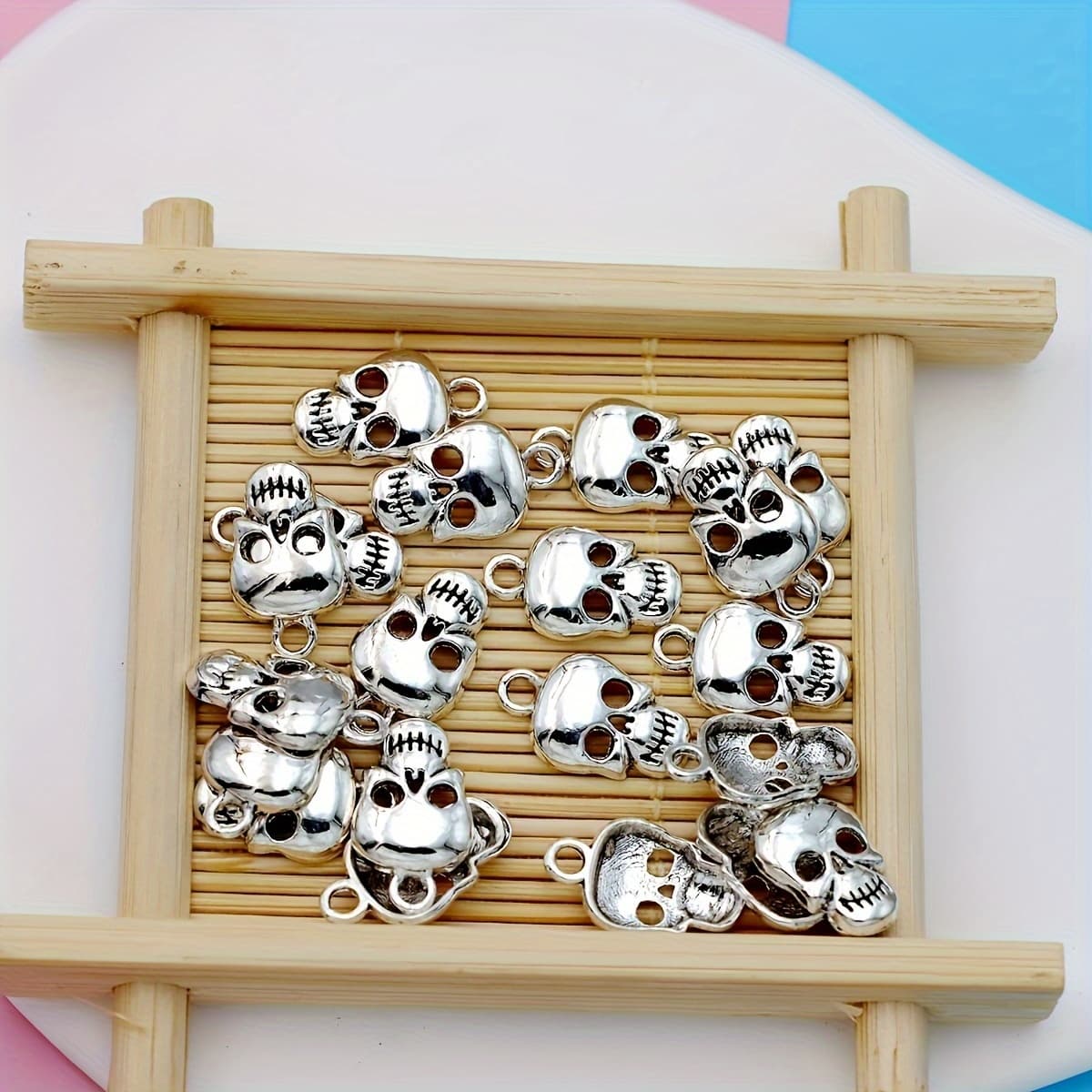 TEMU 20pcs Charms Skeleton Antique Bronze Silvery Color Pendants Making Diy Handmade Tibetan Jewelry