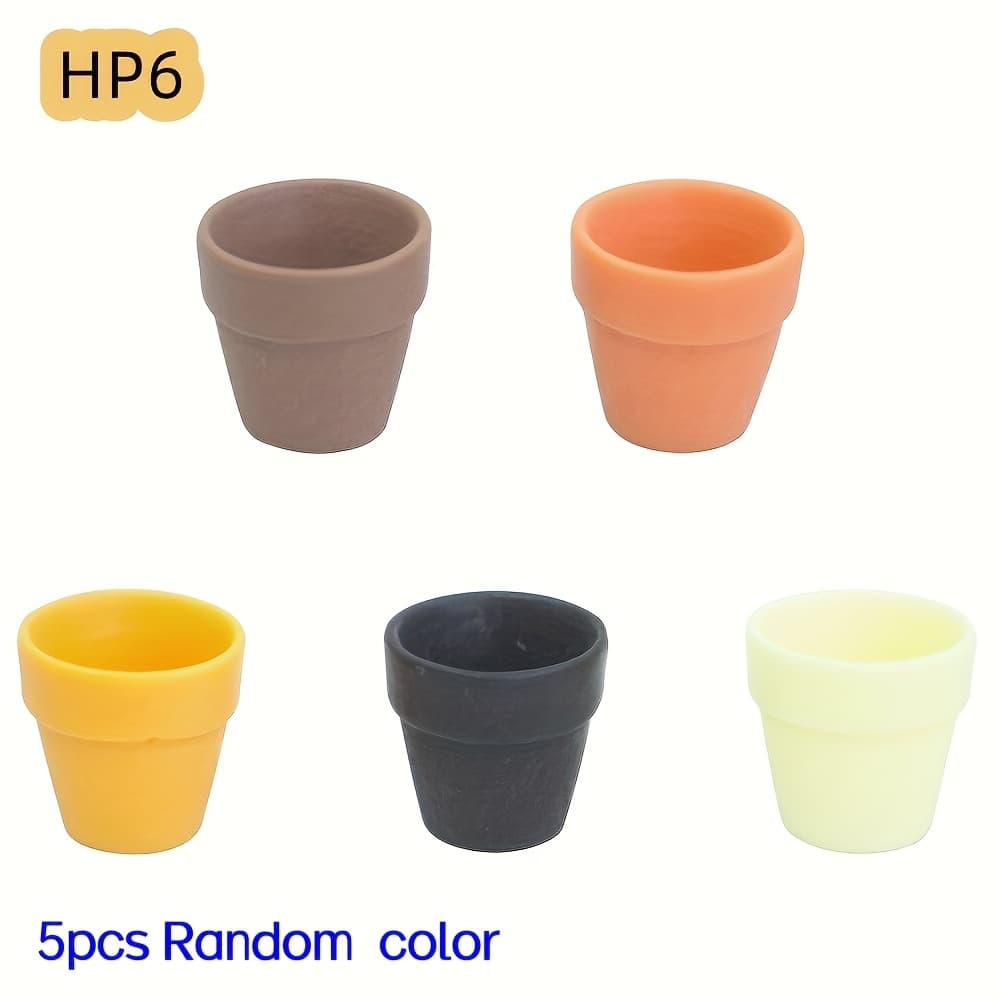 TEMU 5pcs/19mm X 19mm Mini Terracotta Flower Pots, Miniature Resin Jewelry Additions, Desktop Knick-knacks Additions, Provide Fixed And Random Color Options Gardening Gift Home Decor