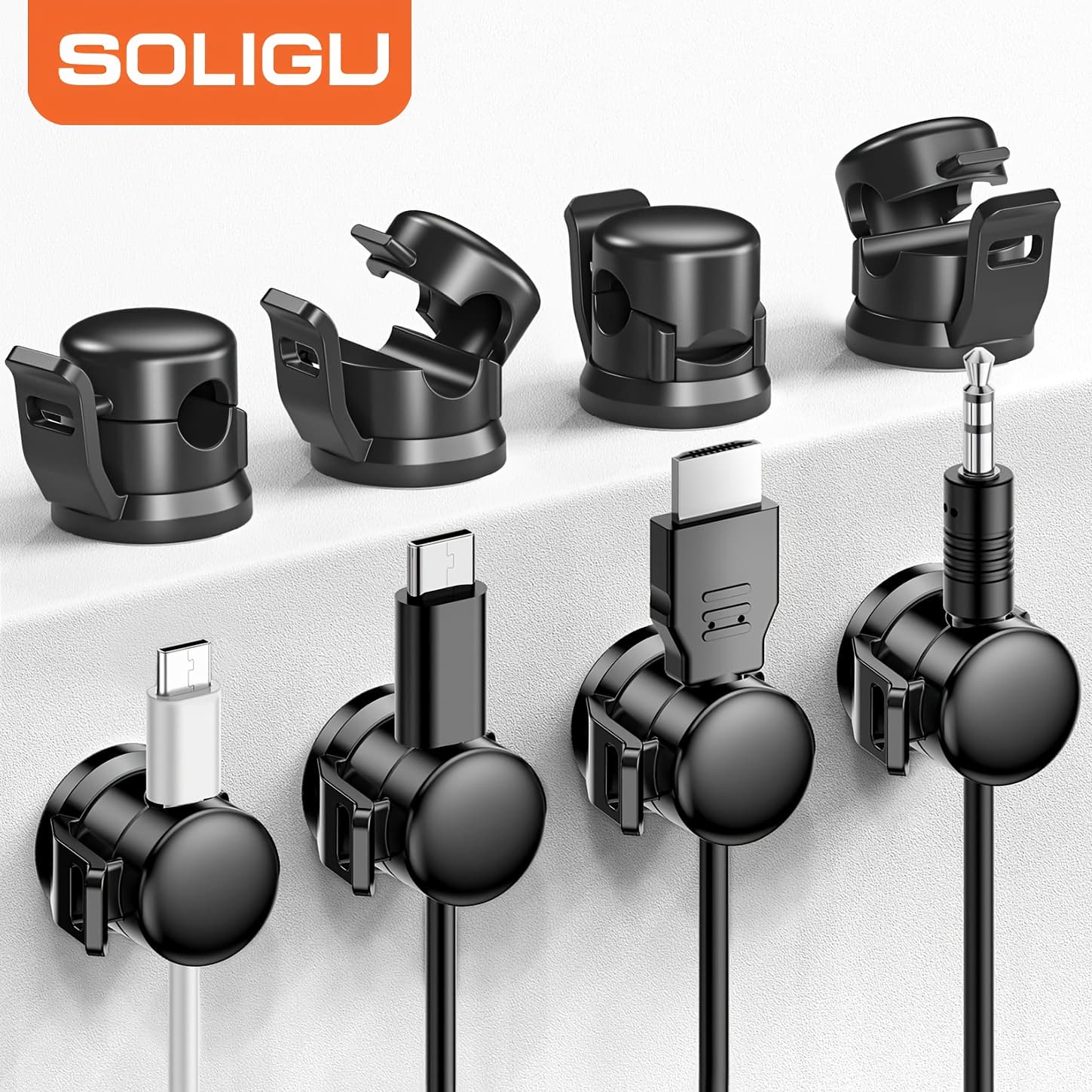 TEMU Miracase Cable Clips, 8 Pack [cable Smooth Adjustable] Adhesive Cable Management Wire Organizers For Cords, Phone Usb Charger Cable Holder For Home Wall Desktop Nightstand
