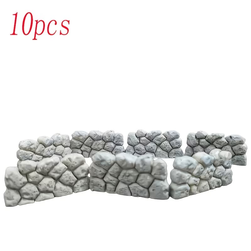 TEMU 10pcs Mini Stone Walls, Scene Model Simulation Miniature Fences, Photography Props - Perfect For Micro Landscapes / Succulent Pot Borders, A Must-have For Creative - Realistic Mini Stone Walls