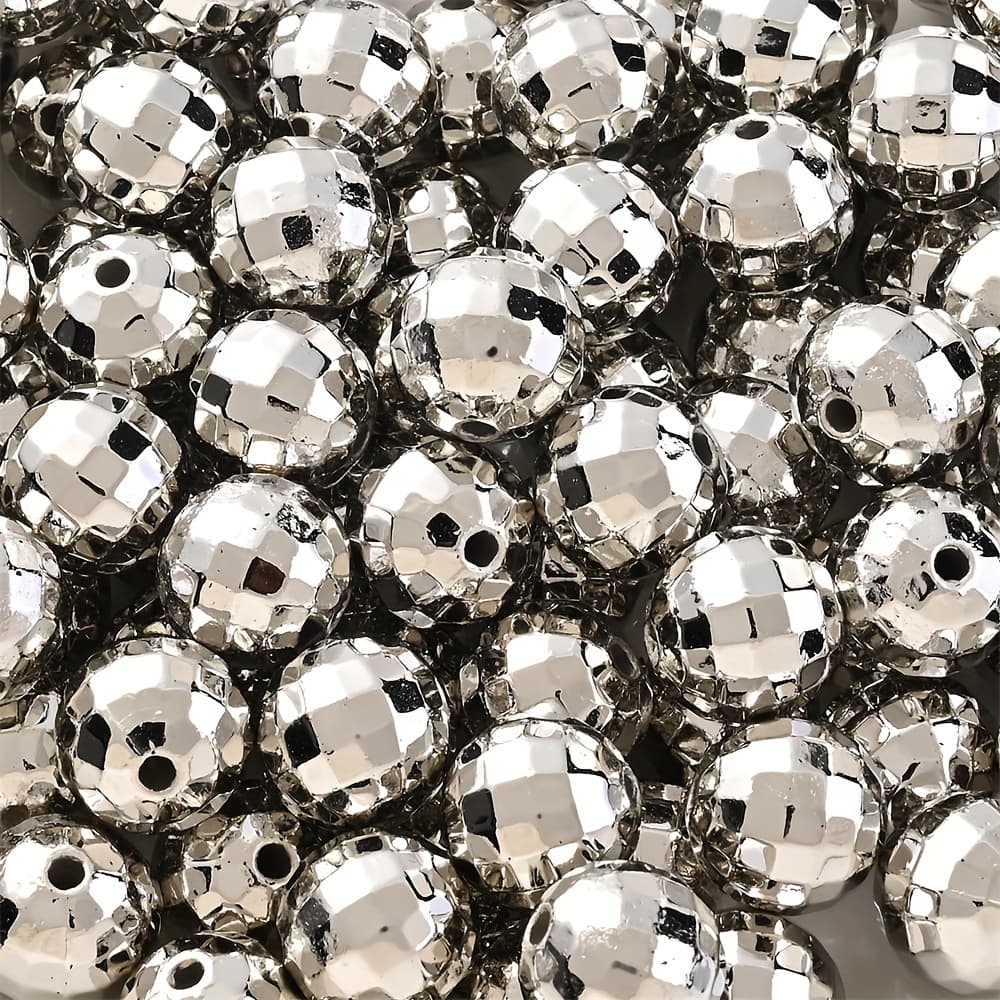 TEMU 100/50/30/20pcs Disco Ball Beads, 4 Sizes Reflective Bead, Silvery Disco Ball Beads For Bracelets Keychain Jewelry Making Diy Craft Accessories, Party Decoration Gift 6/8/10/12mm