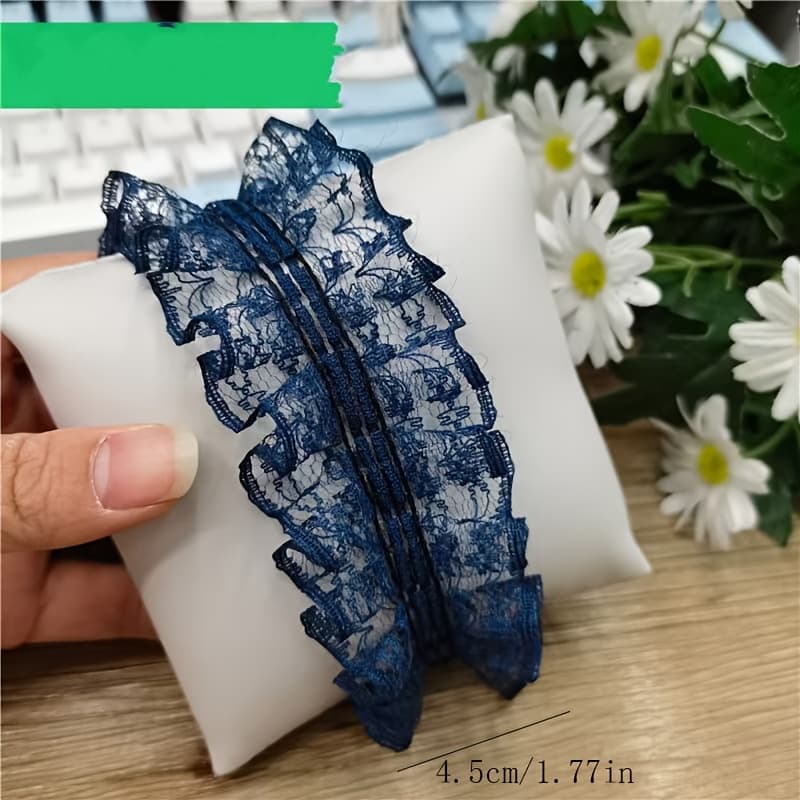TEMU 5-yard Set Wrinkle Lace Accessories Lace Lace Rice Pattern Lace Discount Ribbon Diy Hair Accessories Ornaments Satin Ribbon Lace