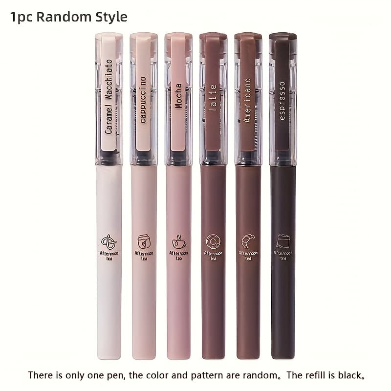 TEMU Coffee Gel Pen, 0.5mm Refill, Quick-drying Ink, Smooth Writing, -pull Design, Comfortable Grip, Suitable For Study And Office Use