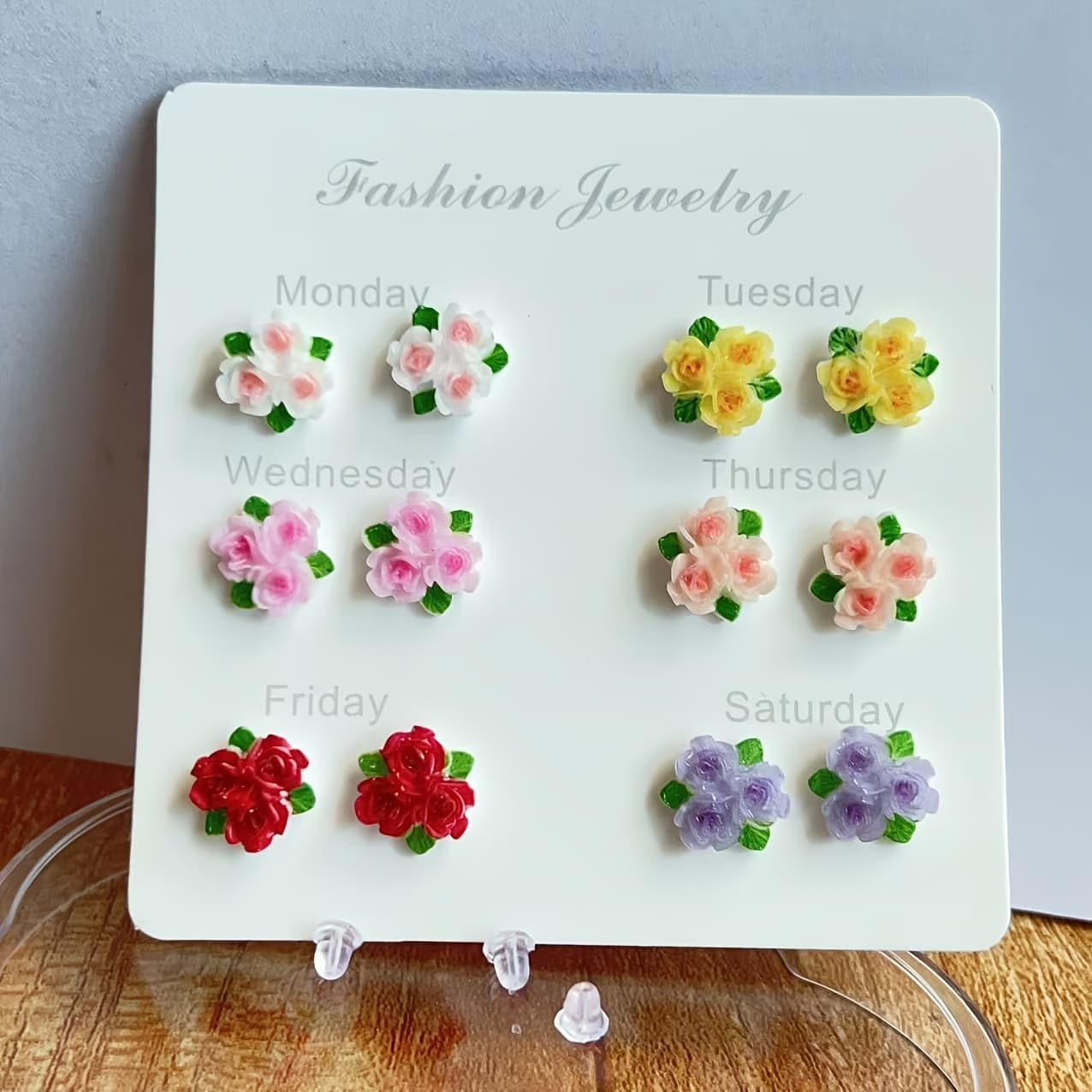 TEMU 12pcs Earrings, Simple Flower Studs, Exquisite 3d Resin Design For Daily Wear And Vacation, Fresh, 3d Resin