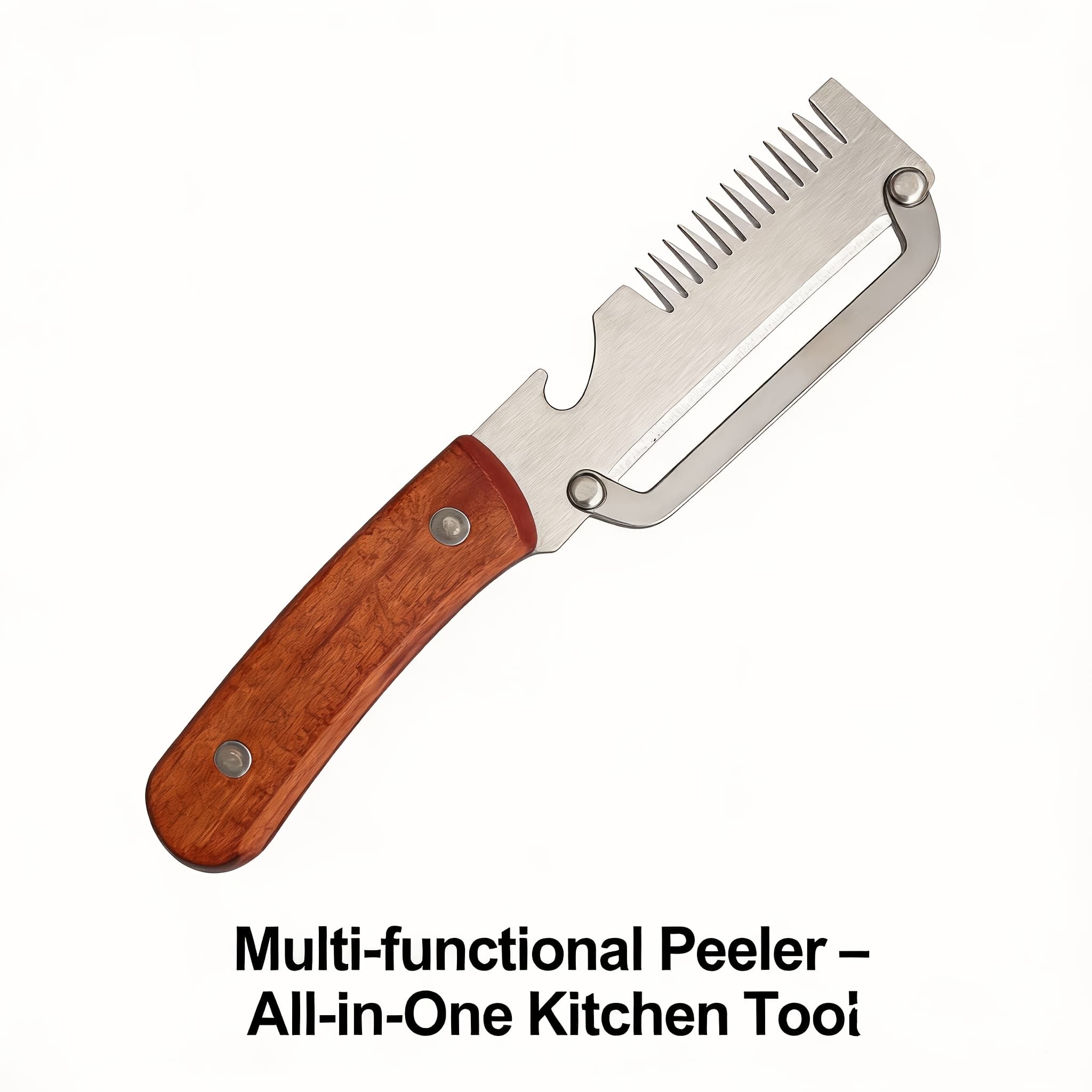 TEMU Heavy Duty Stainless Steel Vegetable Peeler And Slicer With Cutter Ergonomic Anti- Slip Wooden Handle - Purpose Cutting Onion Flower Cutter Kitchen