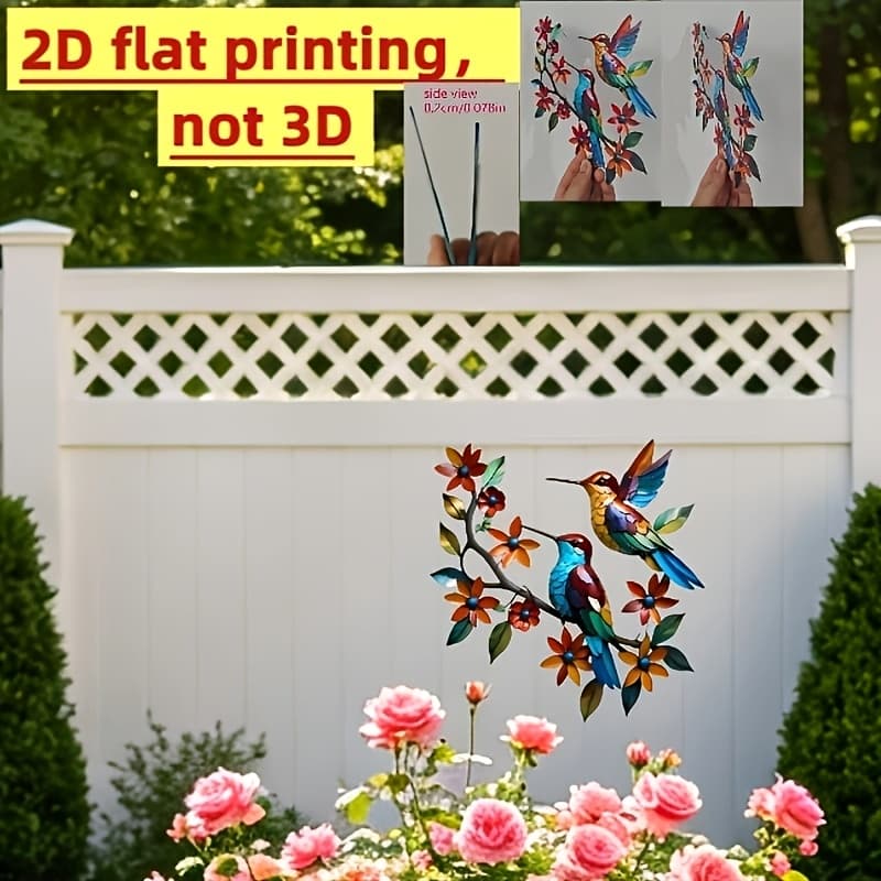 TEMU 2d Flat - 【2d Flat】 2d Flat Surface, Acrylic Hummingbird Wall Art- 1pc, And , Suitable For Bathroom, Living Room, Terrace And Garden- No Power Required, Outdoor Decoration, Safe Material, Fine