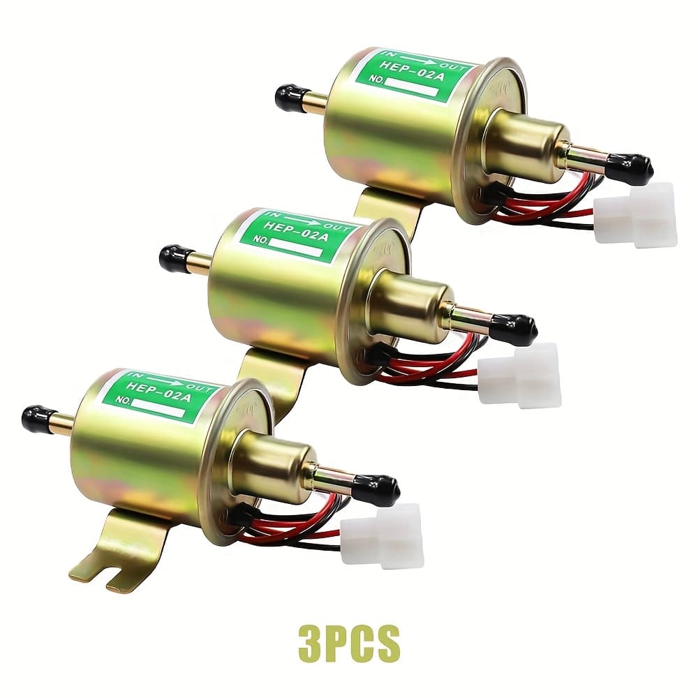 TEMU 12v Pump Hep-02a, Universal Inline Gas Pump 2.5-4 Psi For Gasoline Engine Motorcycle Carburetor 3/4pcs, Without Battery