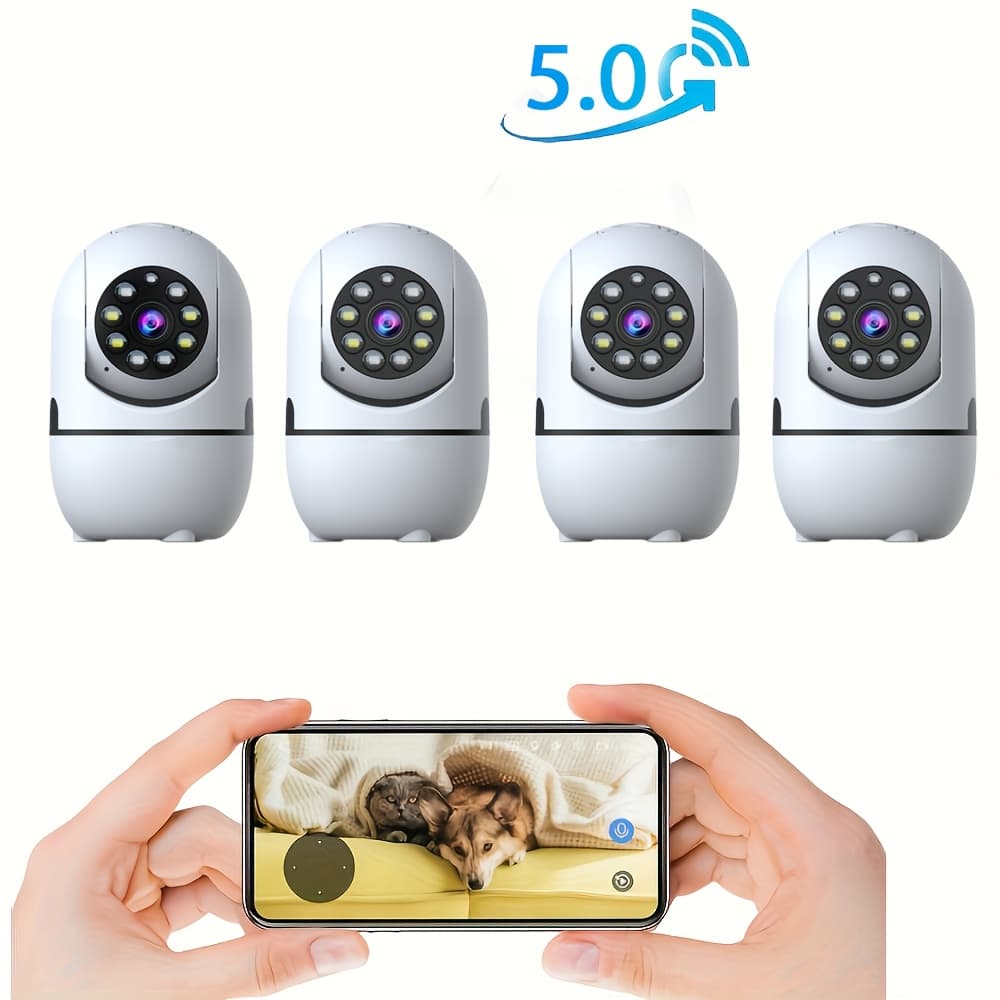 TEMU 4pcs Wireless Security Camera Indoor With 355° Pan & Tilt, Night Vision, Motion Detection, 2-way Talk, Baby/pet Monitor, 2.4/5g Wifi, Support Cloud & Max. 256g Sd Stroage, Alexa Compatible