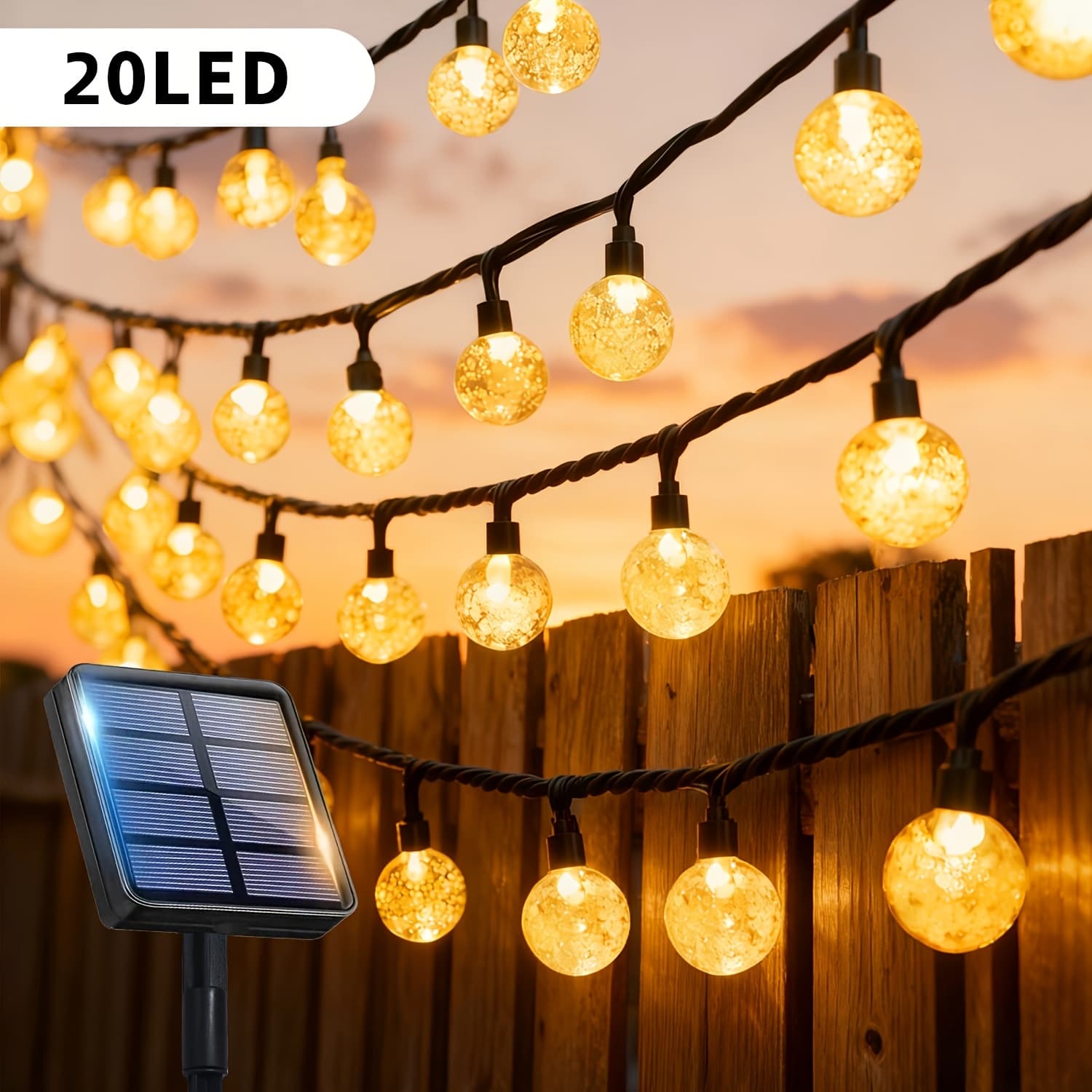 TEMU Solar Led Garden String Lights, 100/50/20 Led Fairy Lights, Button Control 12 , Light Sensor Auto , For Garden Yard Patio Fence Bush Holiday Wedding Party Spring Summer Decor