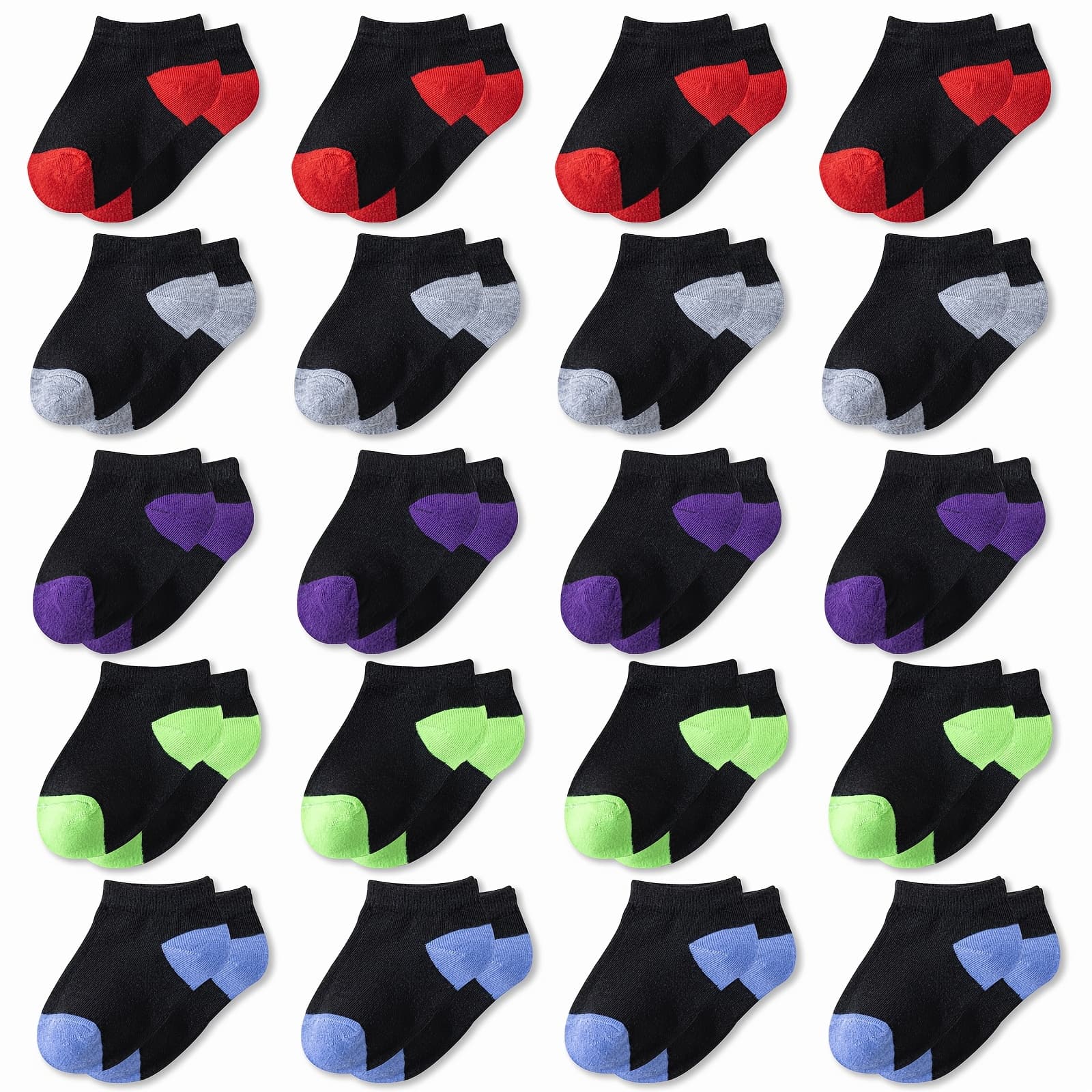 TEMU 20 Pairs Toddler Kids Boys Girls Sport Ankle Athletic Socks Half Cushion Low Cut Socks