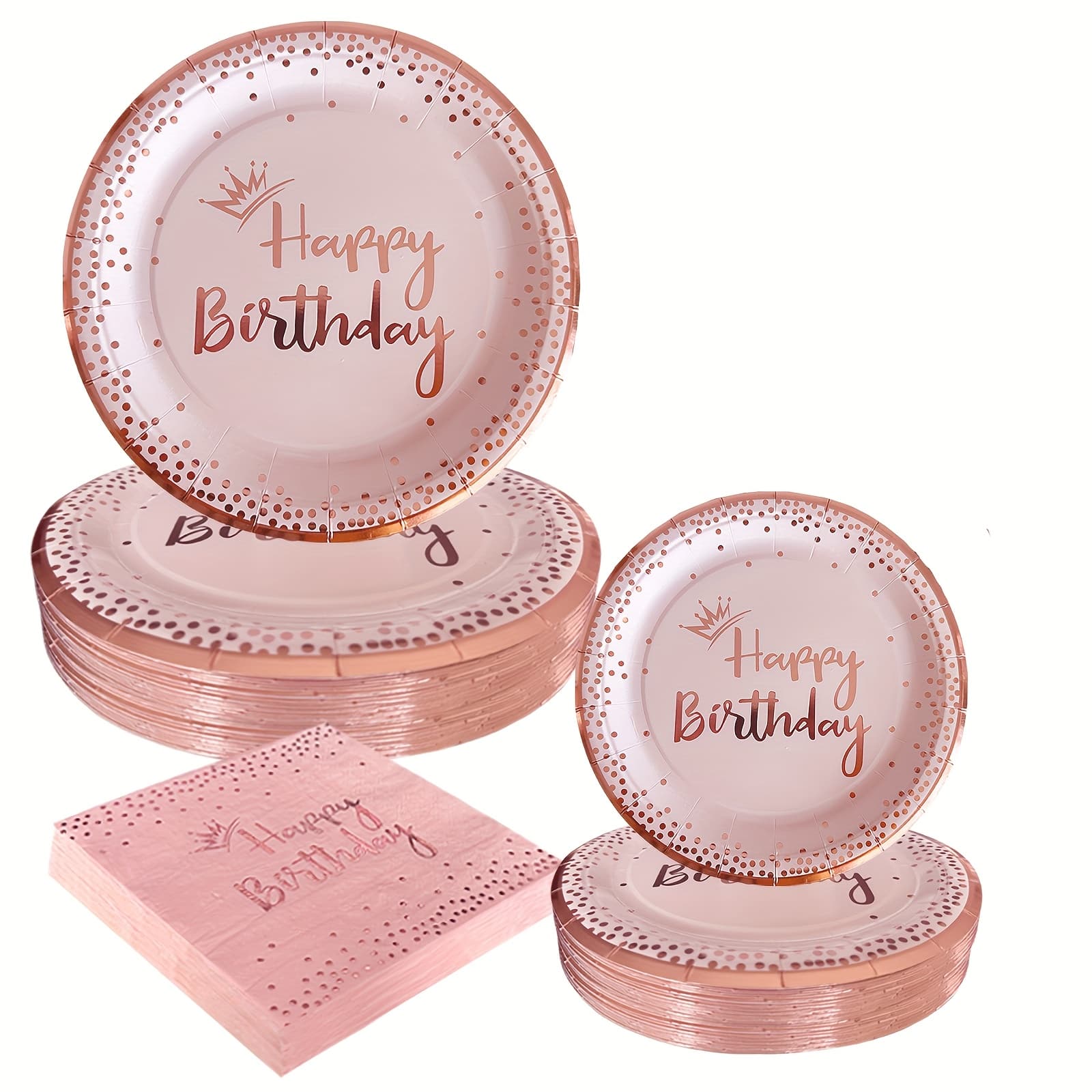 TEMU 40pcs Rose Plates Napkins And Cups Supplies For Birthday Party Decoration Tableware Halloween&christmas