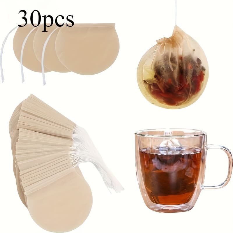 TEMU Unbleached Tea Infuser Bags - Non-woven, Ideal For Loose Leaf Tea, Coffee, Spices & Soup - Essential Kitchen Gadgets, Tea Brewing Essentials | Natural Fiber Infusers | Durable Tea Bags
