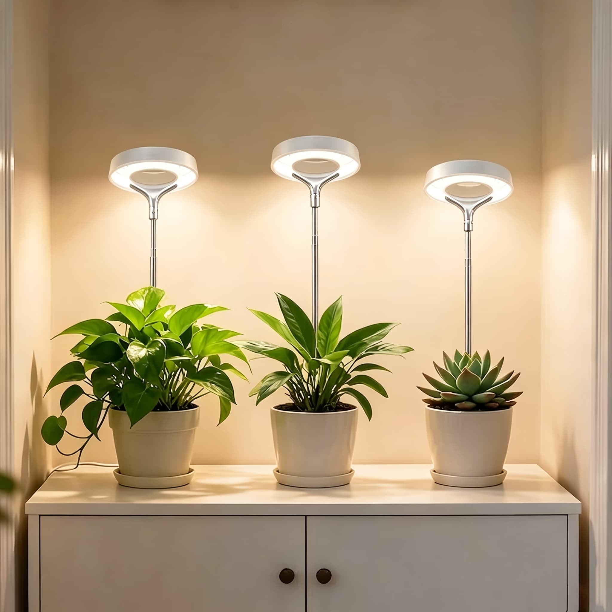 TEMU 3pcs Full Led Grow Light, Adjustable Brightness & Height, 3/6/9h Timer With Auto , Indoor Desktop Gardening Plant Light