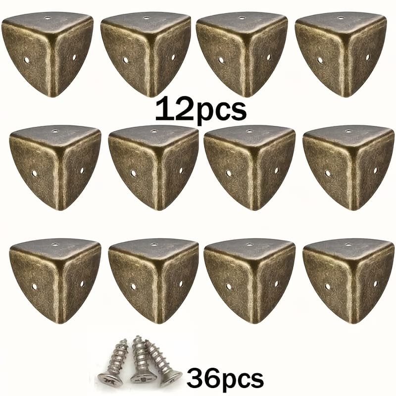 TEMU 12pcs Metal Corner Protection, Vintage Corner Protector Guard, Alloy Edge Safety Covers For Tables, Suitcases, Cabinets, Toolboxes