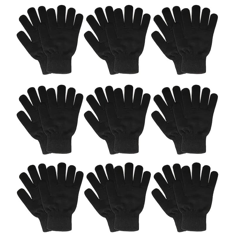 TEMU 9 Pairs Unisex Winter Warm Gloves, , Solid Color Stretch Sports Gloves, Fashionable Gloves For Skiing And Outdoor Activities, Suitable For Skiing, Running, Hiking, Stretch Fabric