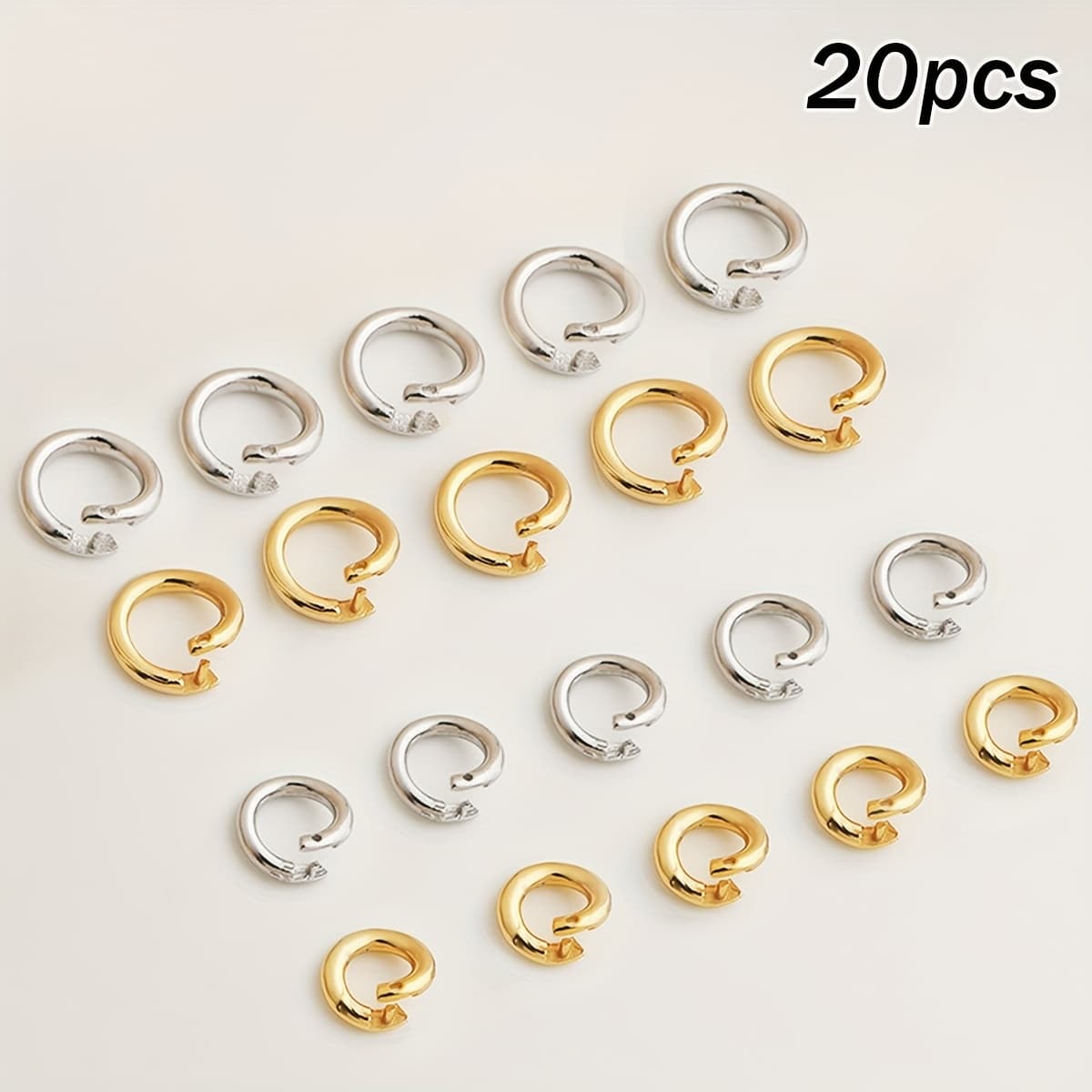 TEMU 20pcs Gold-plated Copper Half-open Jump Rings, Multiple Sizes Closed Jump Rings, Clasps, Suitable For Pendants, Jewelry Necklace Link Clasps