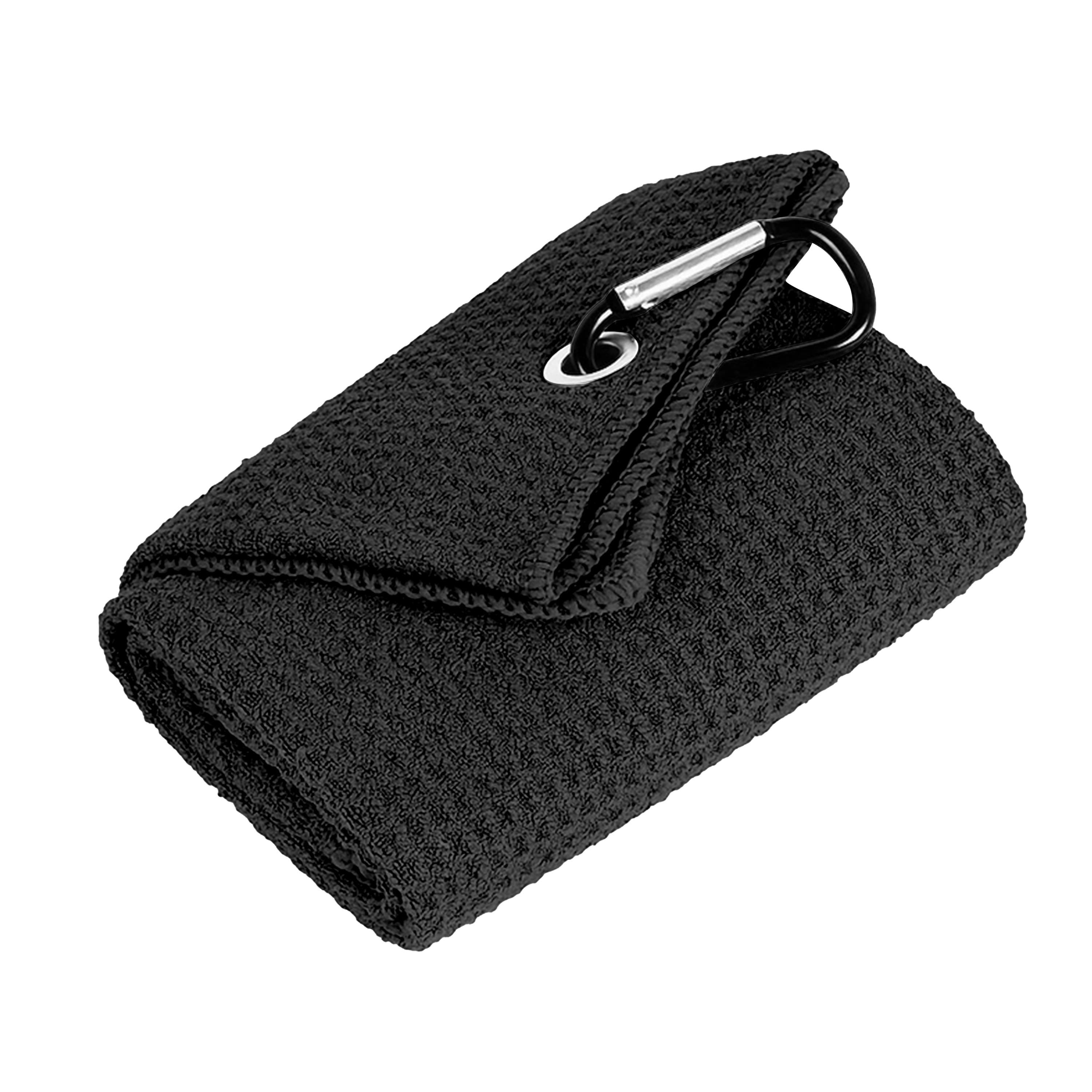 TEMU 1pc Microfiber Golf Towel With Clip, Super Absorbent Waffle Weave, Quick-dry, Machine Washable, 80% Polyester 20% Polyamide, 11.8x19.6 Inches, For Bags And Clubs Cleaning
