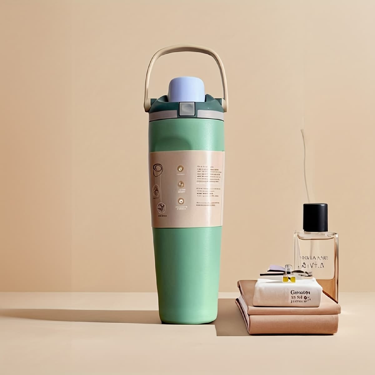 TEMU 1 32oz Outdoor Hiking Water Bottle With Straw, Handle, , Suitable For Outdoor And Car Use