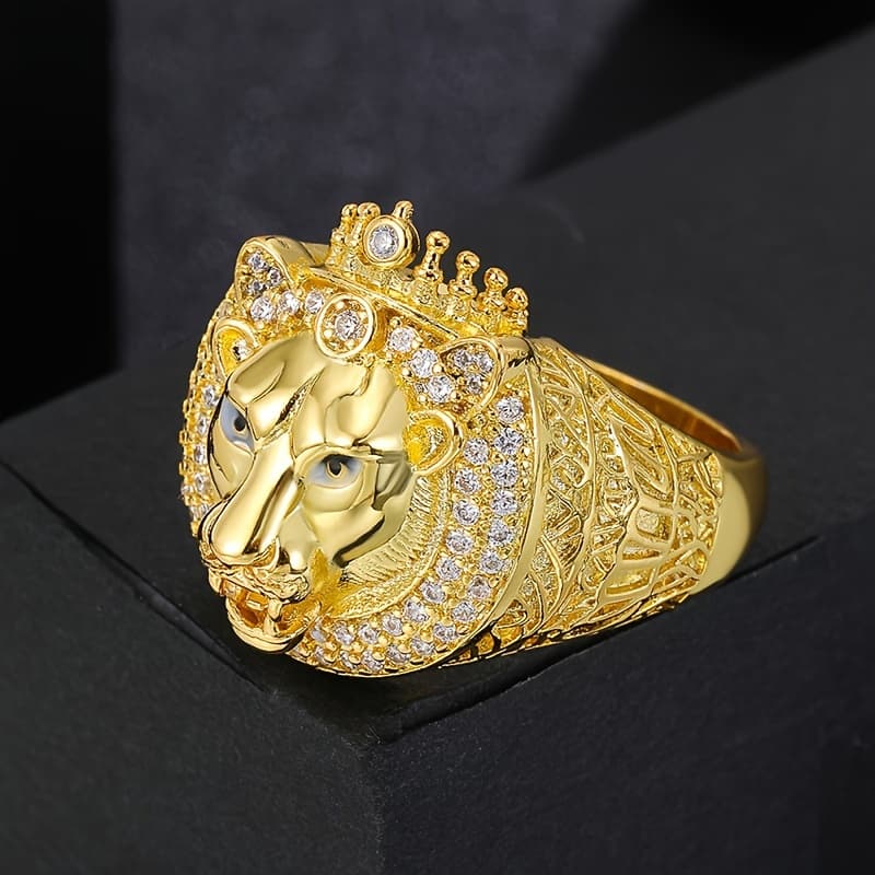 TEMU Gorgeous Wearing A Crown With Synthetic Synthetic Zircon​​ Inlaid Men's Ring, Suitable For Banquets, Halloween, Christmas, And Daily Wear, Is The For Gifts