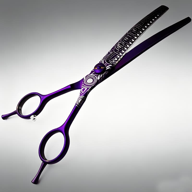 TEMU 1 Pair Wingsbro Purple 7.0 Inch Dog Professional Grooming Shears Curved Arc Natural Thinning Shears Suitable For Dog Hair Styling Thinning Pet Hair Shears
