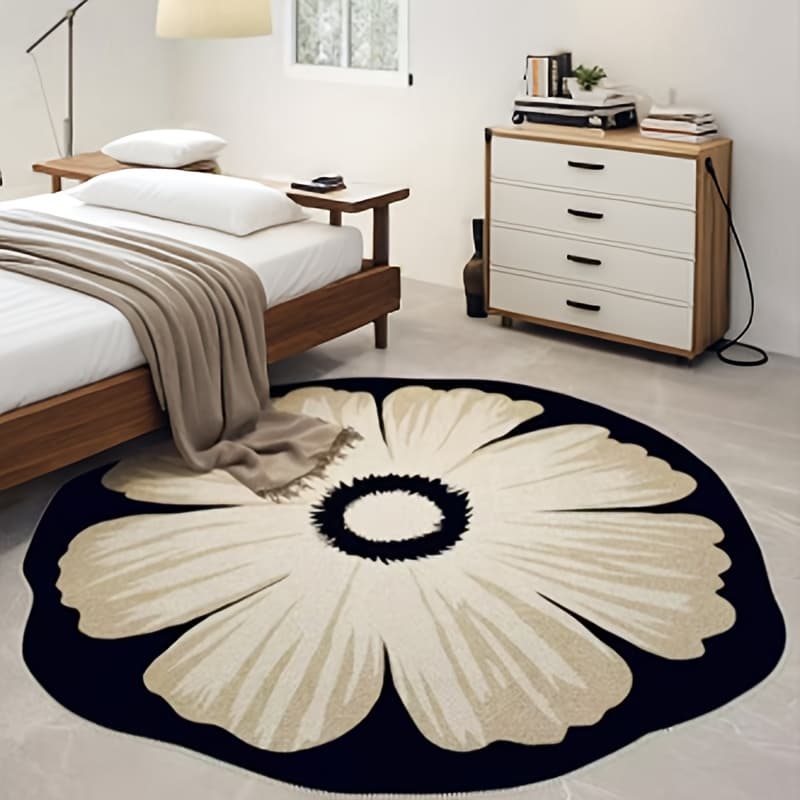 TEMU Cream Wind Round Living Room Carpet Irregular Premium Bedroom Bedside Sofa Coffee Table Thick Dresser Chair Mat