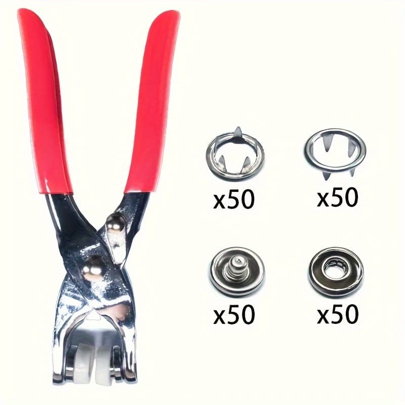 TEMU 200pcs Snap Fastener Tool: 9.5mm Tool For Clothing, Craft Sewing - Solid And Hollow Metal Clasp!