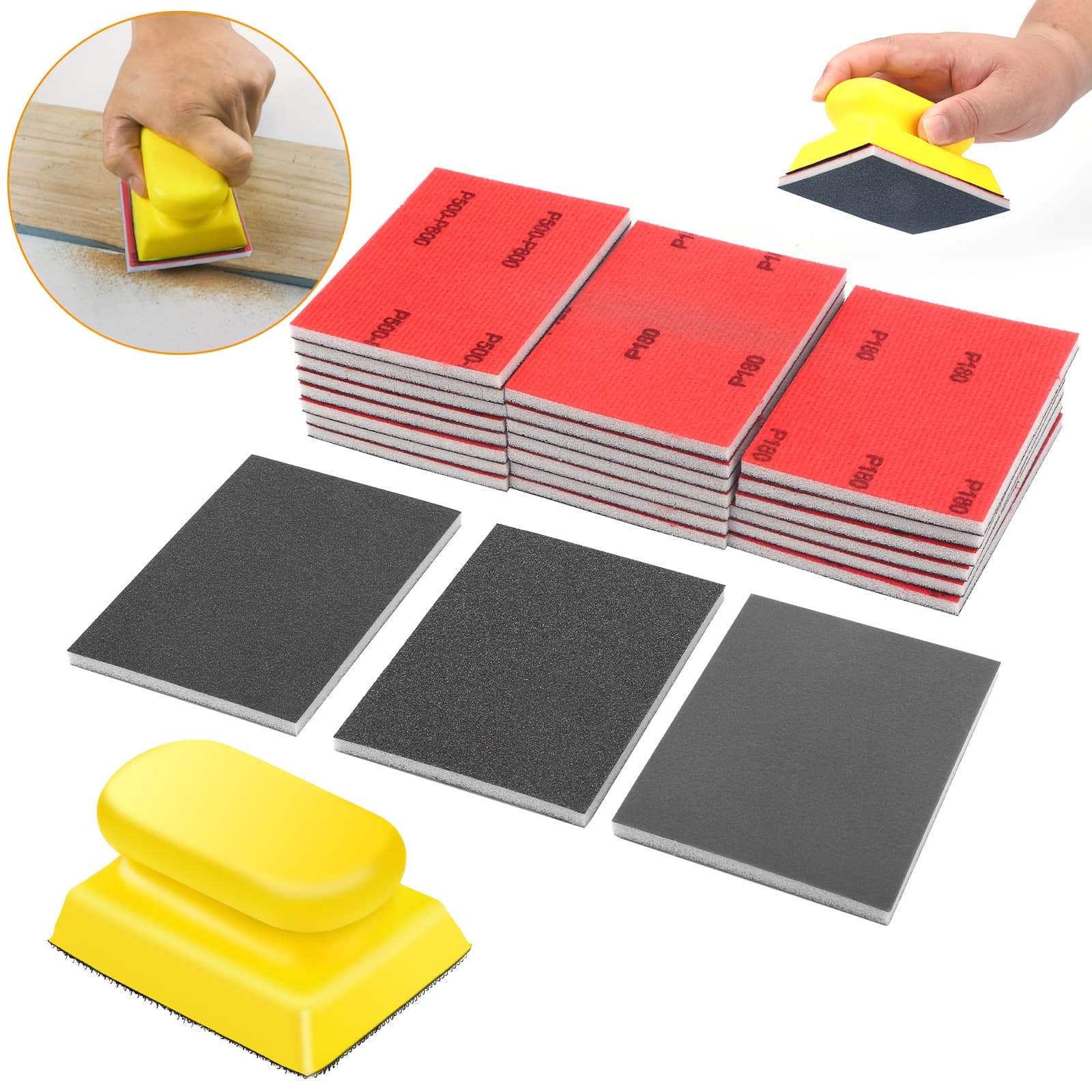 TEMU 25pcs 180-3000 Grit Sanding Sponge Pads Kit, Ultra Fine Soft Foam Assorted Grit Sanding Blocks, Wet/dry Use For Polishing, Reusable & Long-lasting Abrasives