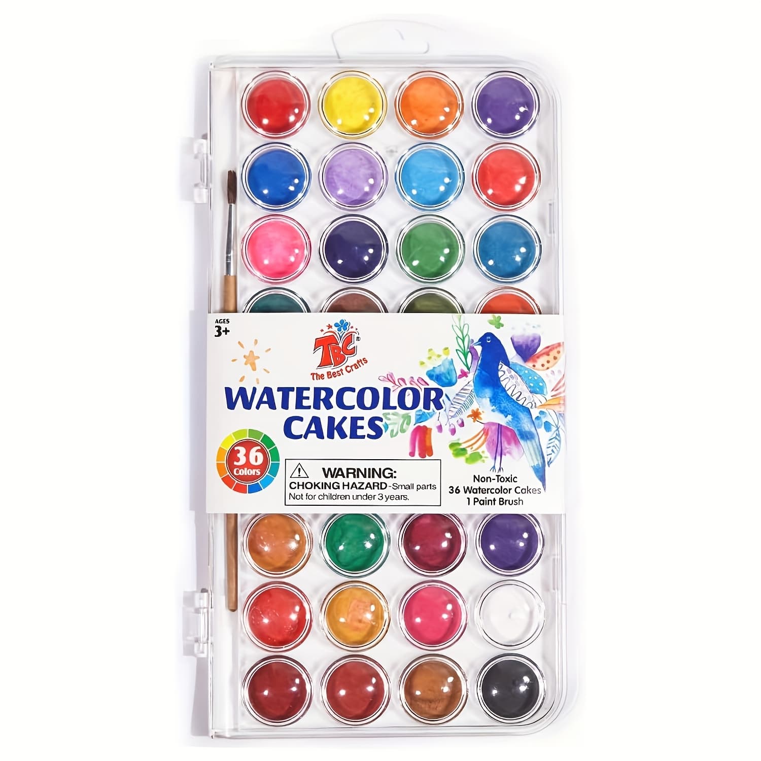 TEMU Tbc Watercolor Paint Set, 36 Watercolors, 1 Brush, Travel Watercolor Set, Lightweight Portable Paint Box, Watercolor Box For Children, Students, Beginners, Artists, Hobby Painters In Painting