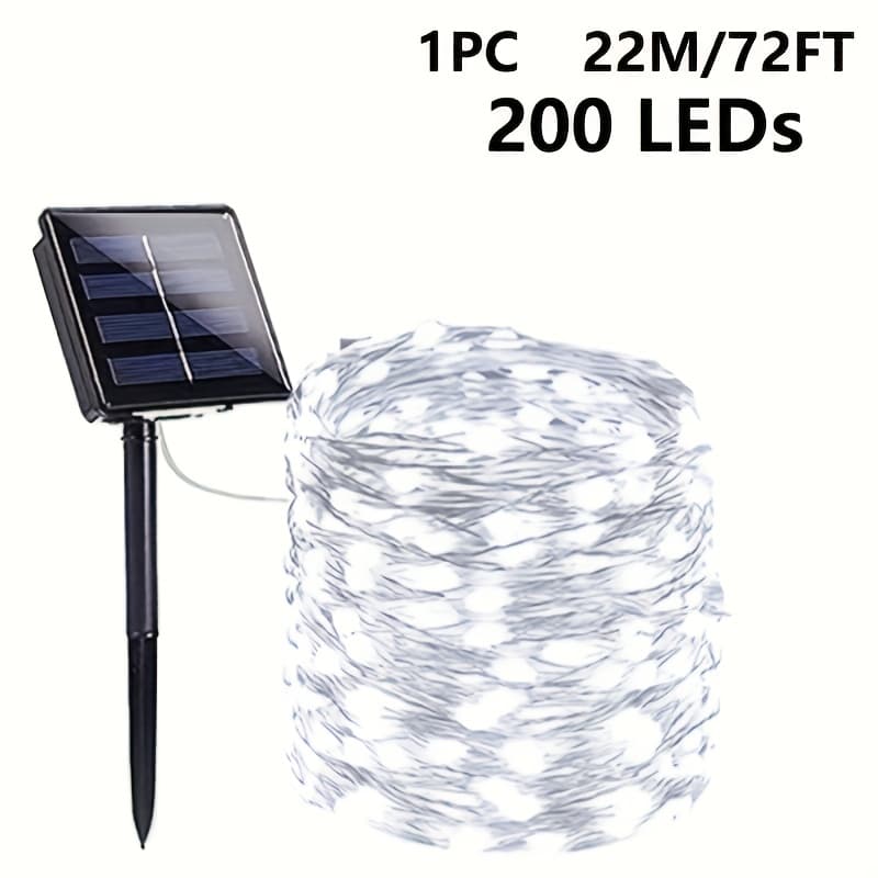 TEMU Solar Copper Wire Fairy Lamp, 8 Lighting , Ip65, Suitable For Garden, Terrace, Walkway, Christmas And Wedding Decoration