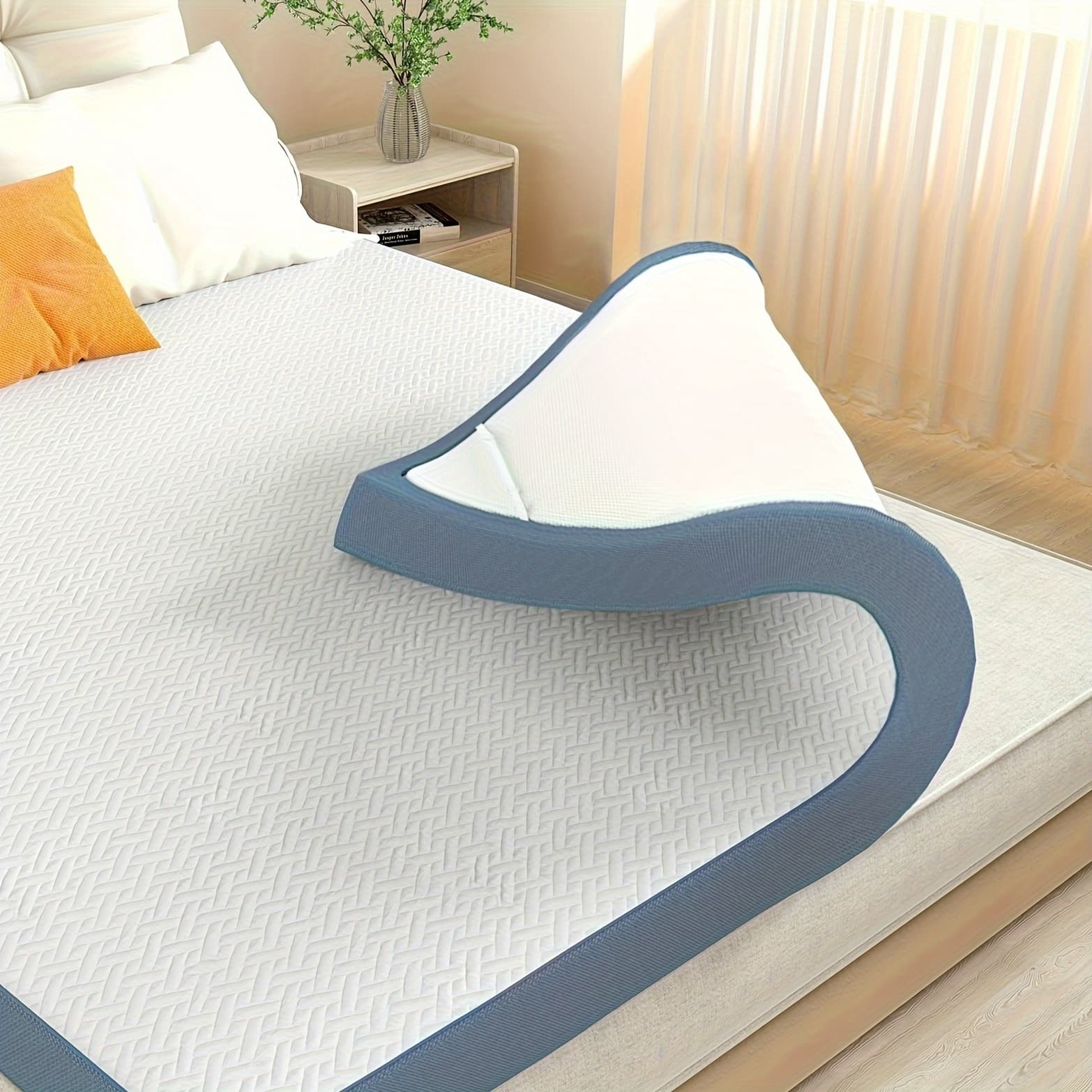 TEMU 4 Inch Mattress Topper White Memory Foam Mattress, Extra Firm Cooling Pad, Medium Support For Twin/twin Xl/full/queen/king Size Bed