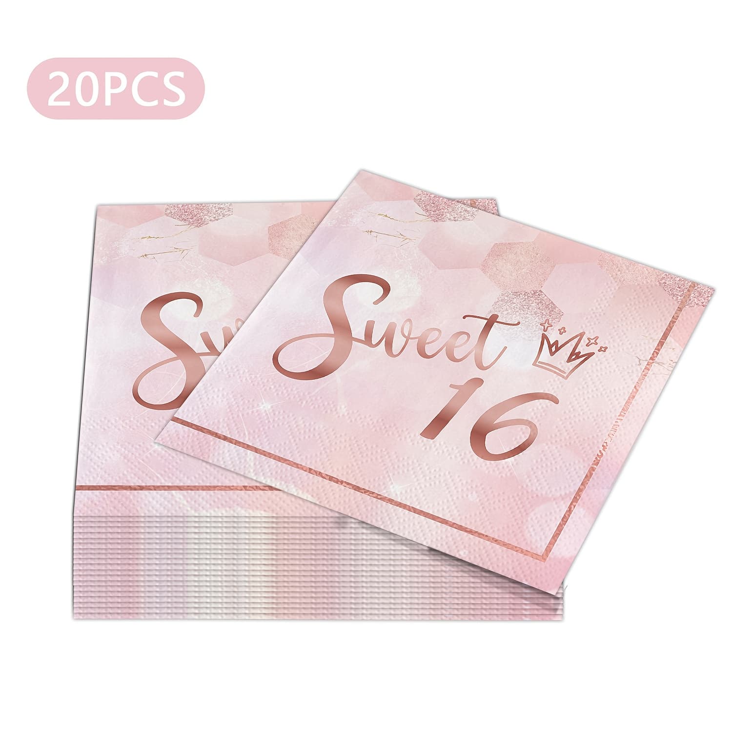 TEMU Sweet 16 Party Decorations Sweet 16 Napkins 16th Birthday Decorations For Girls, Disposable Napkins Paper For Happy 16th Birthday Anniversary Party Rose And Golden