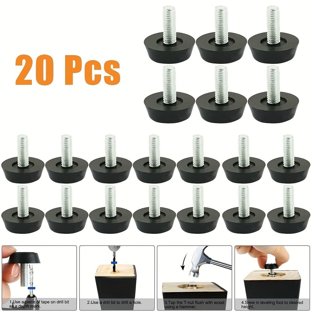 TEMU Chair Glide Leveling Foot Chair Feet Table Foot 20pcs Adjustable M6x20mm
