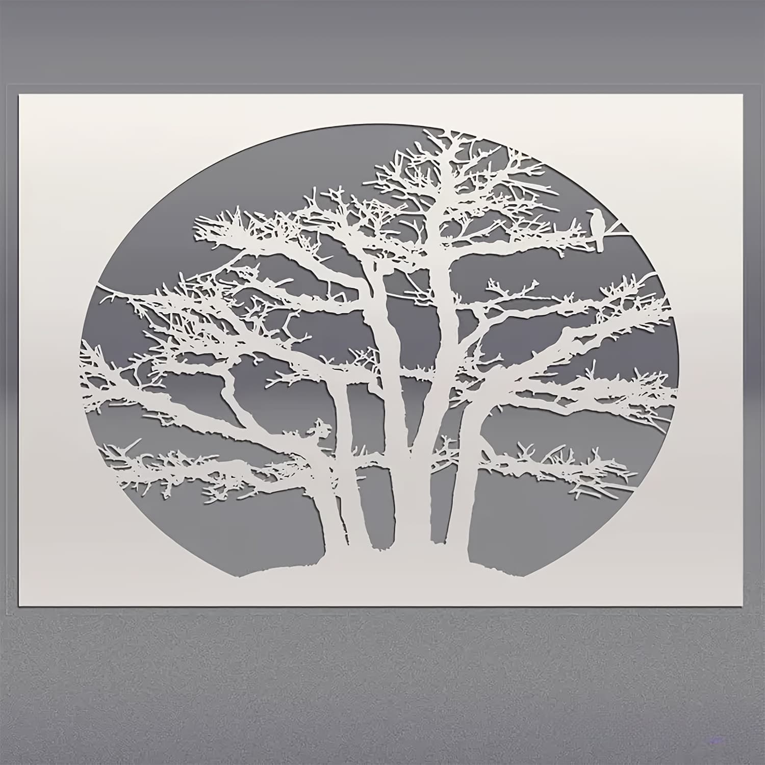 TEMU Tree Stencil Reusable 11.7*8.3 Inches For Painting With Paint Brush Drawing Templates For Crafts Wall Art Furniture Canvas