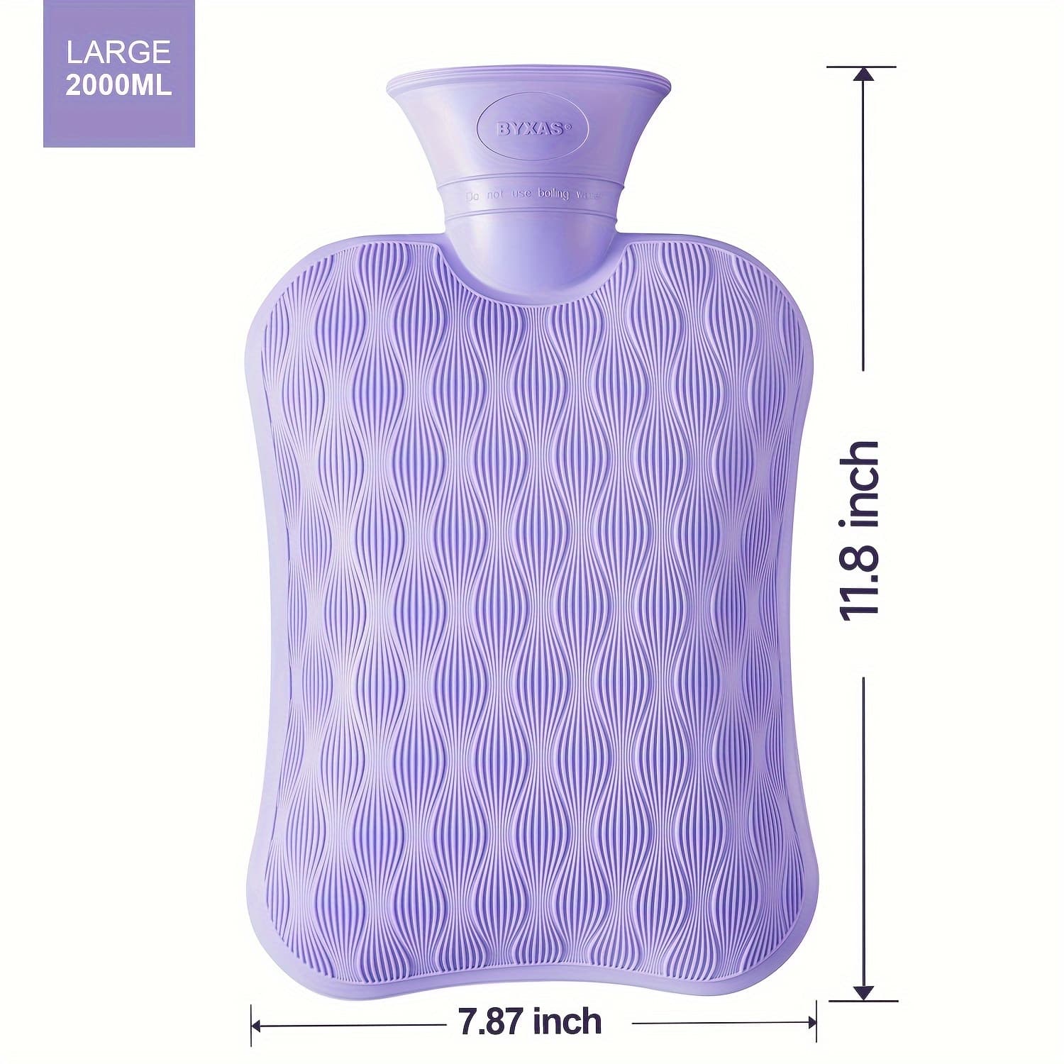 TEMU Byxas 2l Large Hot/cold Water Bag With Ergonomic Handle & Spill-proof Lid - 2l Capacity, 3-color (purple, ) - For Muscle, Back, Neck, Shoulder