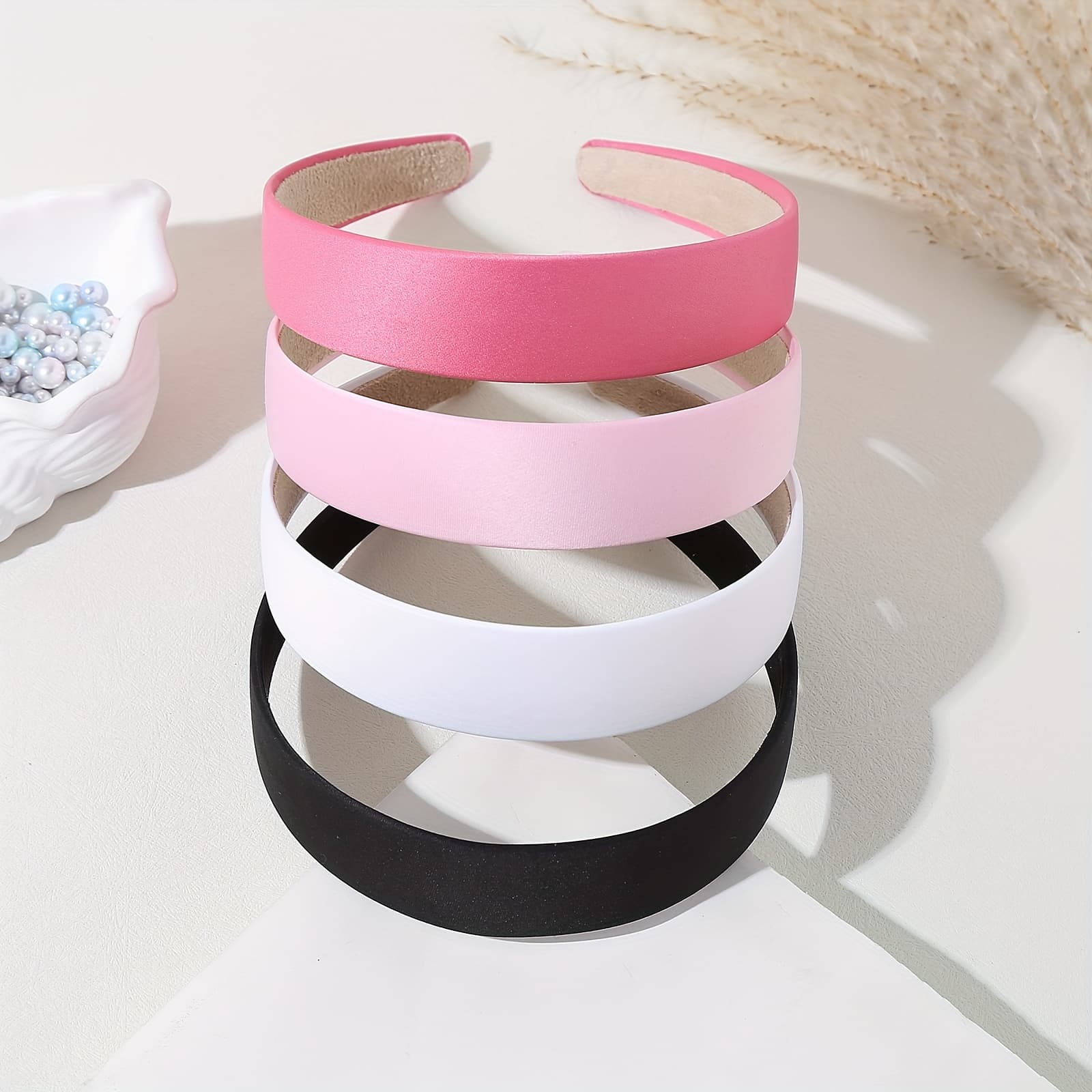 TEMU 4pcs Solid Color Wide Headband Women's Versatile 2024 Face Wash High Skull Top Headband Headwear