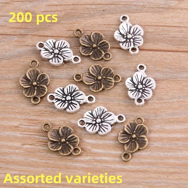TEMU 200pcs 2-color 11x18mm Jewelry Accessories Plant Flower Connectors Diy Bracelet Necklace Accessories