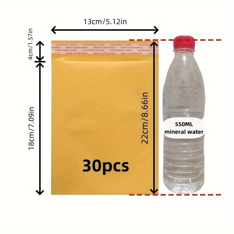 TEMU 30pcs Yellow Bubble Mailers - Thick, Waterproof & Shockproof Padded Envelopes For Secure Mailing And Packaging