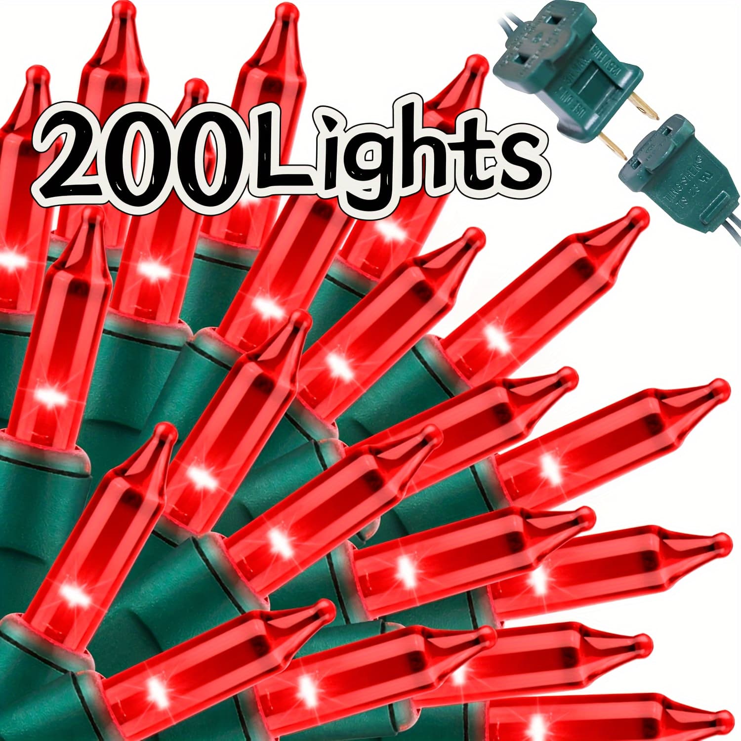 TEMU Christmas String Light, 200(2pk*100l) Count Mini String Light In 21.6ft, Indoor 120v Mini Light For Christmas, Wedding, Home, Party (red)