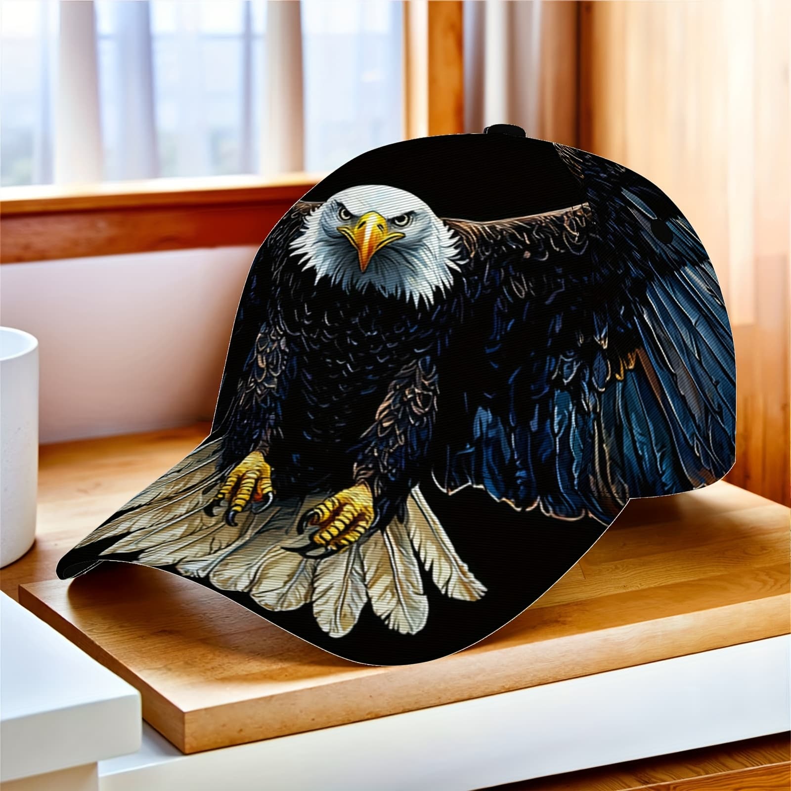 TEMU 1pc Eagle Illustration Printed Baseball , Outdoor Sports Hat, Men's And Women's Adjustable , Foldable Portable Trendy Accessory