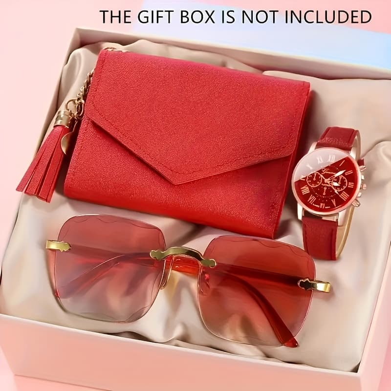 TEMU Women's Suit Watch, Watch Face, Glasses, Wallet Set - An Gift Item!