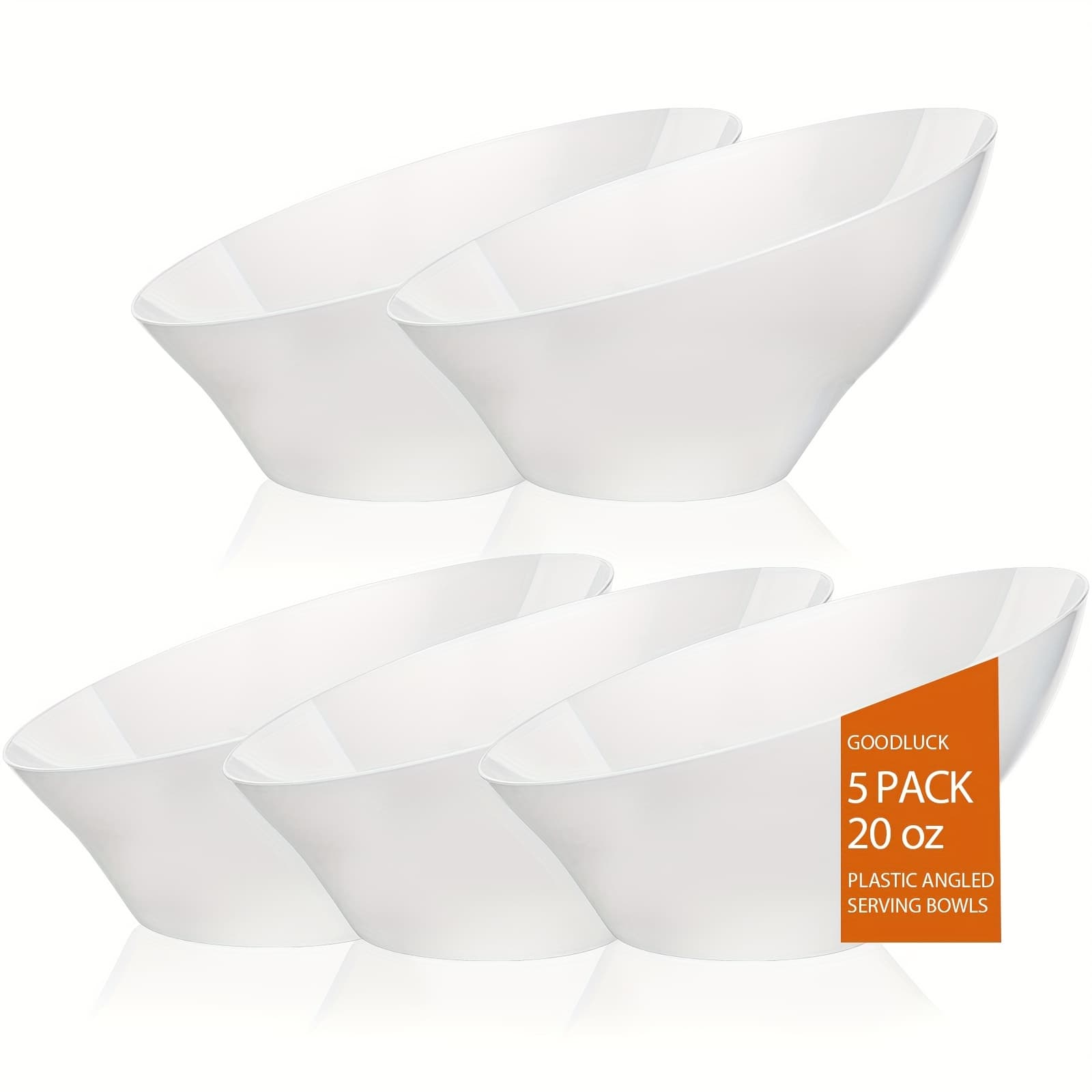 TEMU 5/12 Pack Plastic Serving Bowls, Clear, White, Black- 20oz Angled Disposable Serving Bowls For Wedding Party Chip, Candy, Salad & Fruit