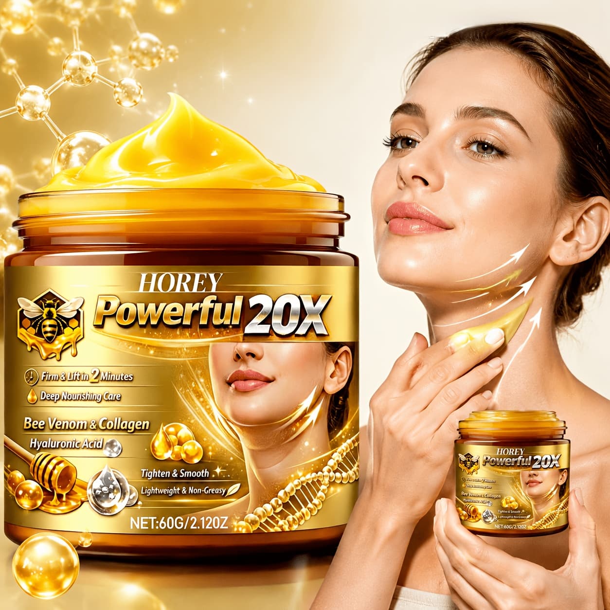 TEMU Double Chin Lifting Cream One-minute Firming Rich In Bee Venom, Collagen, And Retinol Skin Improves Sagging A Swan-like Neck Skincare