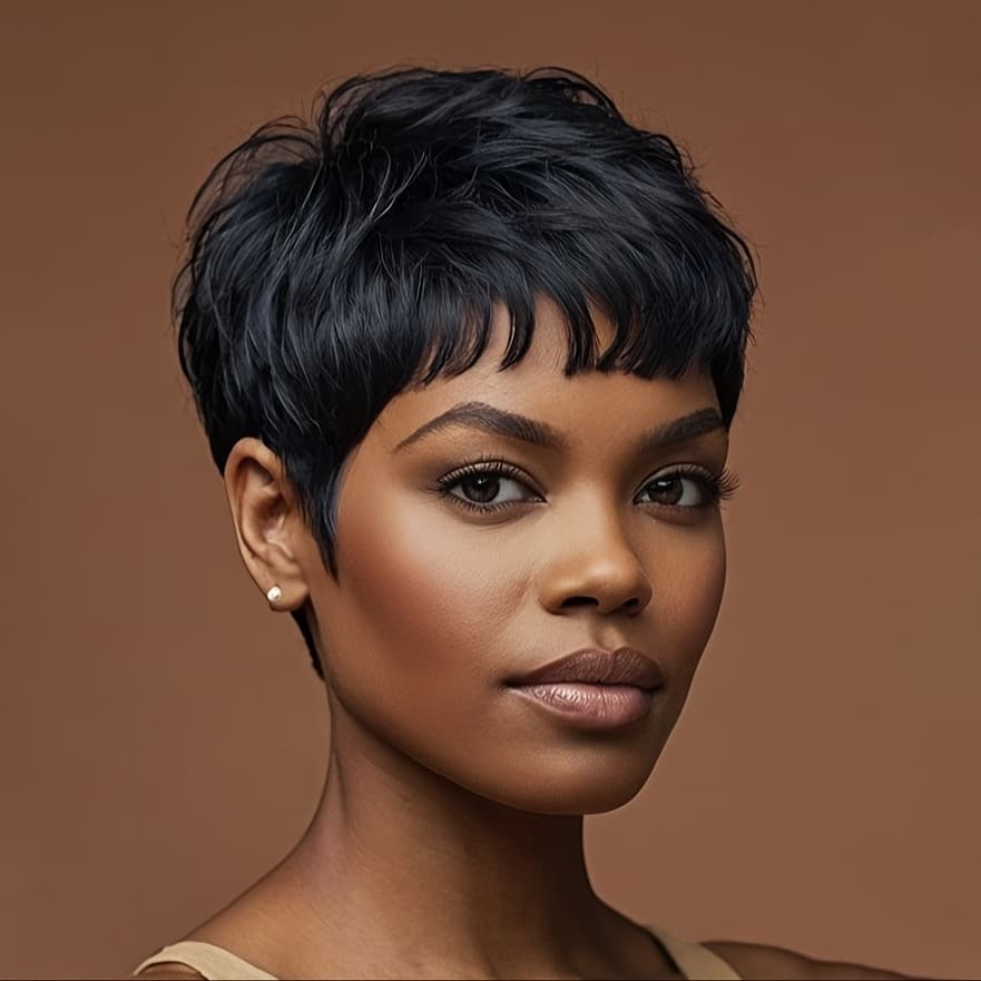 TEMU Hair Short Cut Wig With Bangs Colored Synthetic Wigs For Women Heat Resistant Hair Short Wavy Wig For Women Blue Purple Wigs Short Hair Wigs For Halloween, Christmas Party, Music Festival