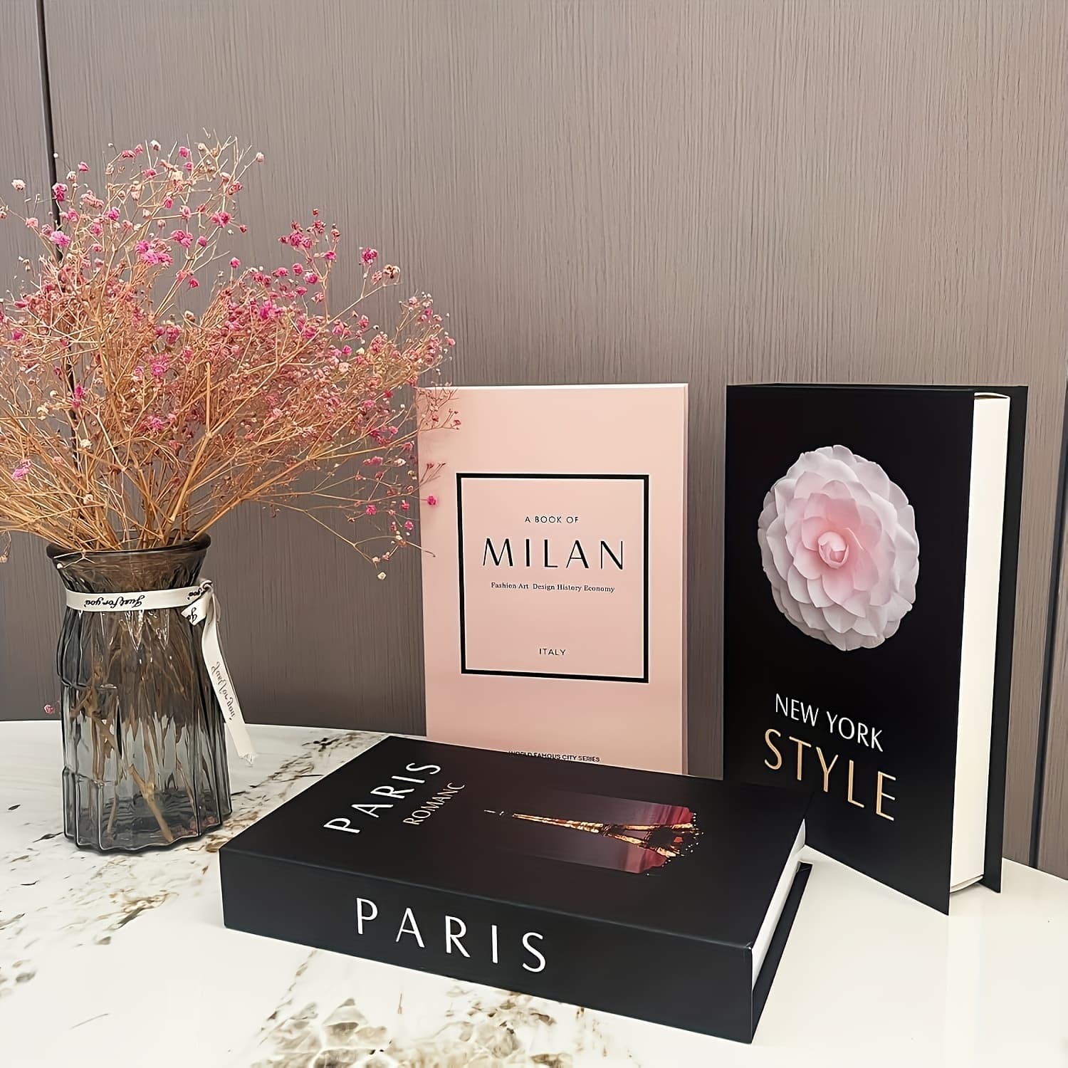 TEMU 3pcs Realistic - Modern Hardcover Stacked Display Books Suitable For Coffee Table, Shelf, Living Room - Decorative Paper Books With Rectangular, Volume 1/3/3