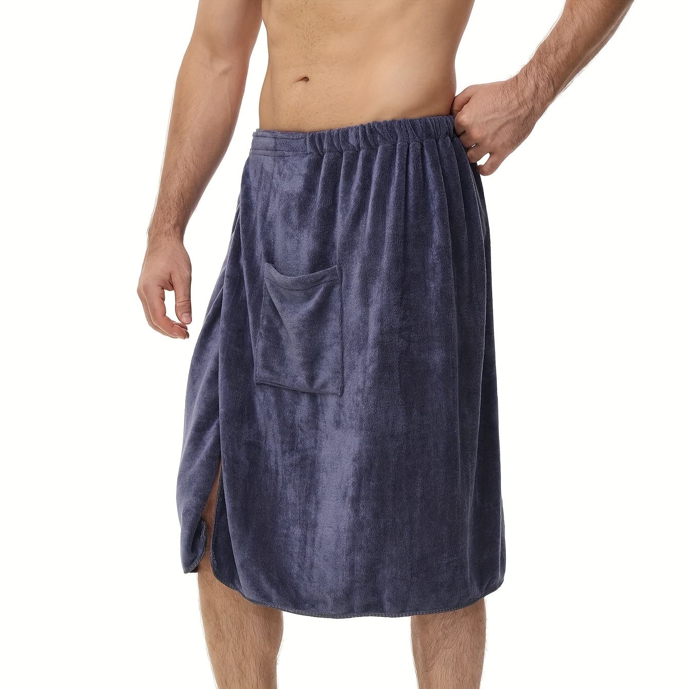 TEMU 1pc Of Men's Wearable Solid Towel And Bathrobe, Soft Absorbent Toiletries